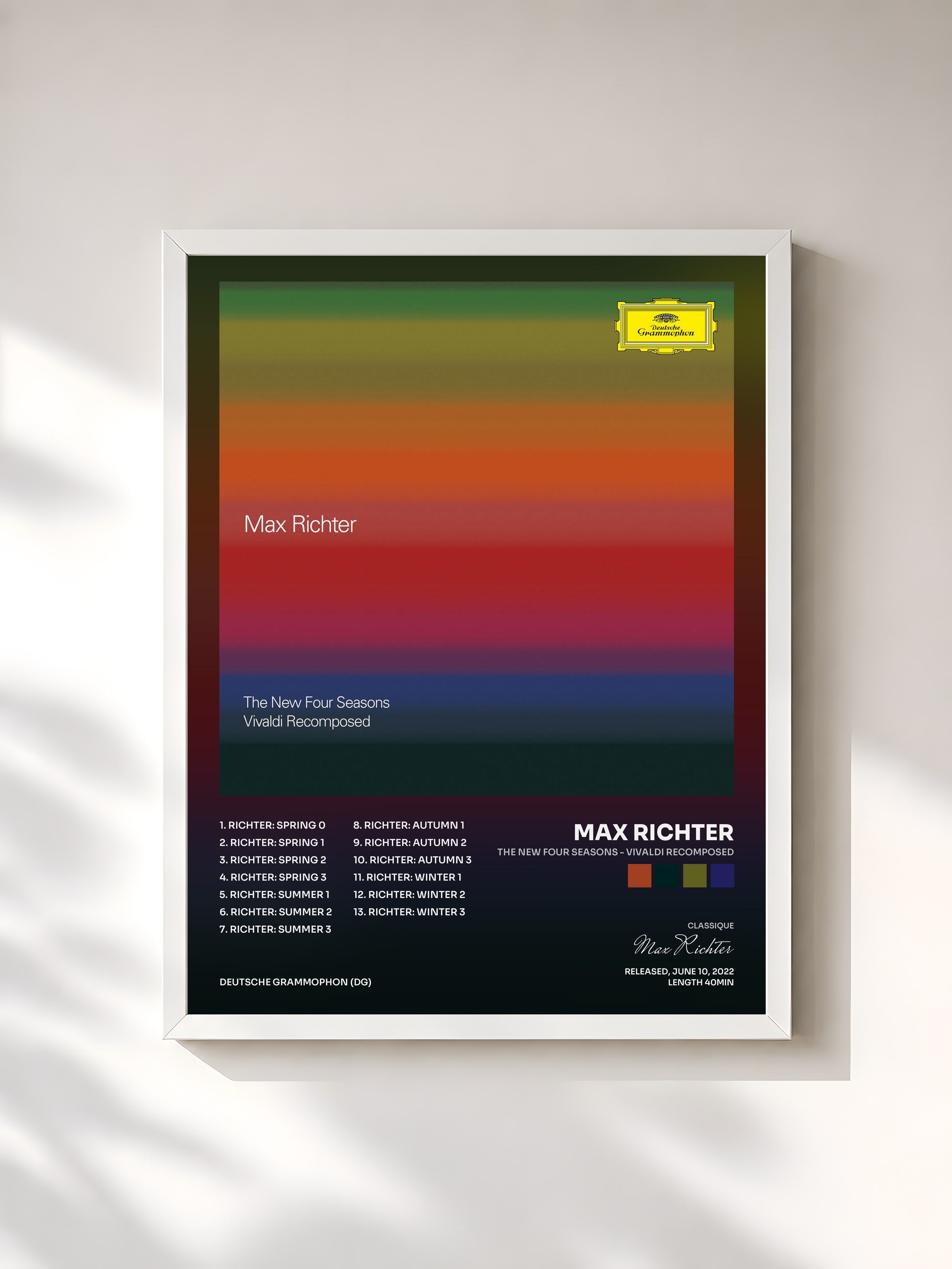 #blanc Tableau de l'album The New Four Seasons - Vivaldi Recomposed de Max Richter, cadre blanc, imprimé et encadré en France