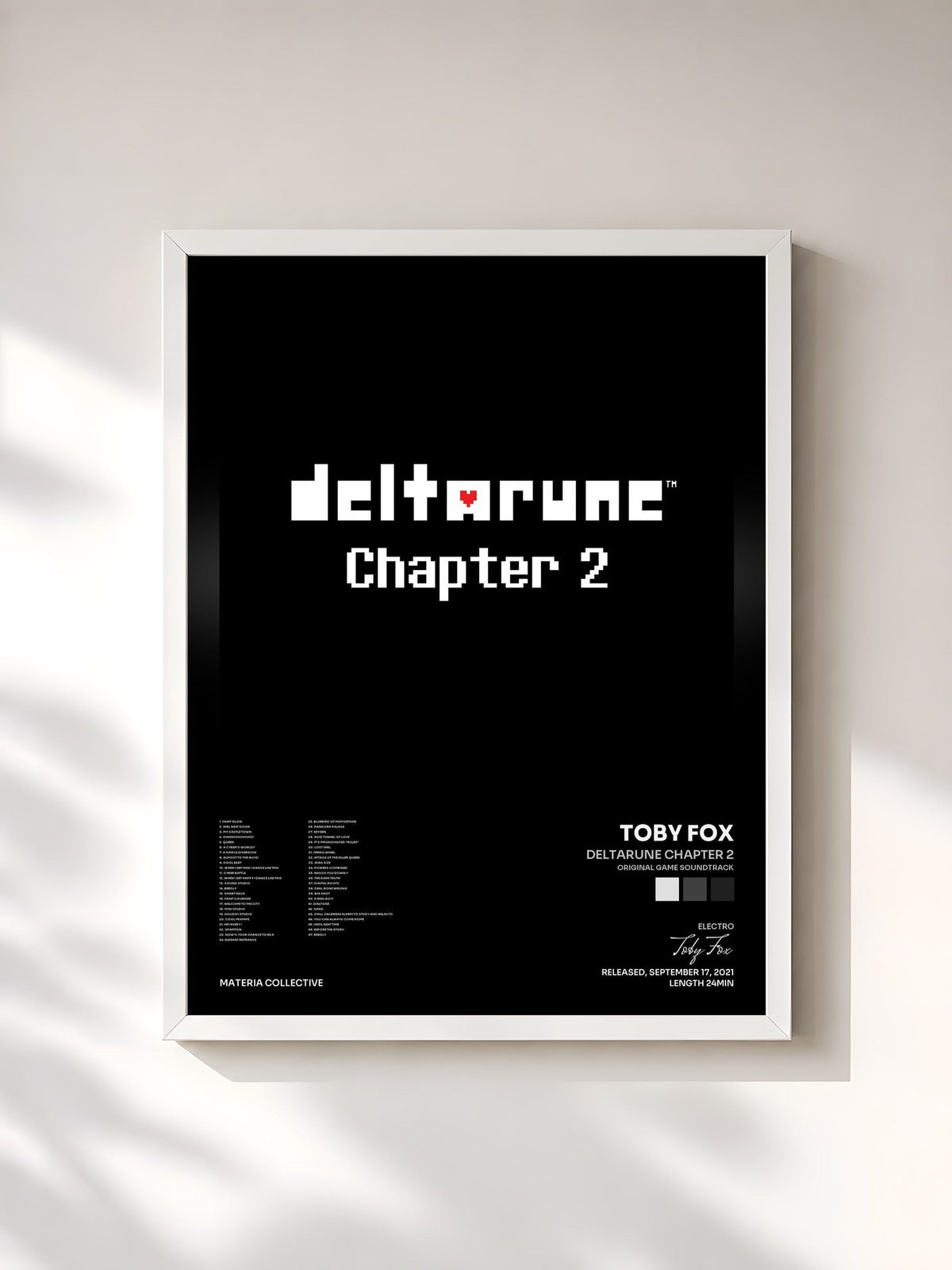 #blanc Tableau de l'album DELTARUNE Chapter 2 (Original Game Soundtrack) de Toby Fox, cadre blanc, imprimé et encadré en France