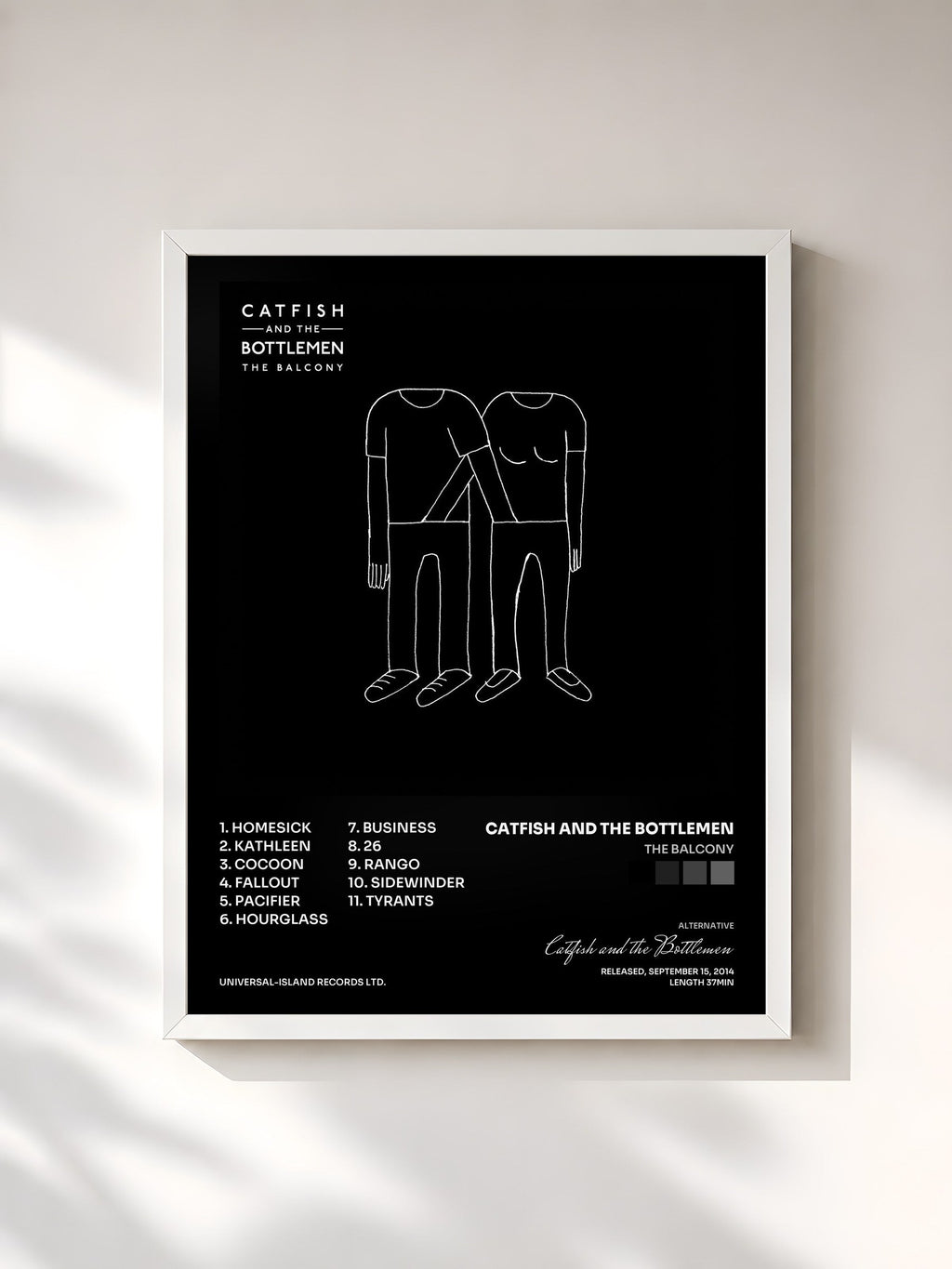 #blanc The Balcony von Catfish and the Bottlemen als gerahmter Kunstdruck, weißer Rahmen, gedruckt und gerahmt in Frankreich