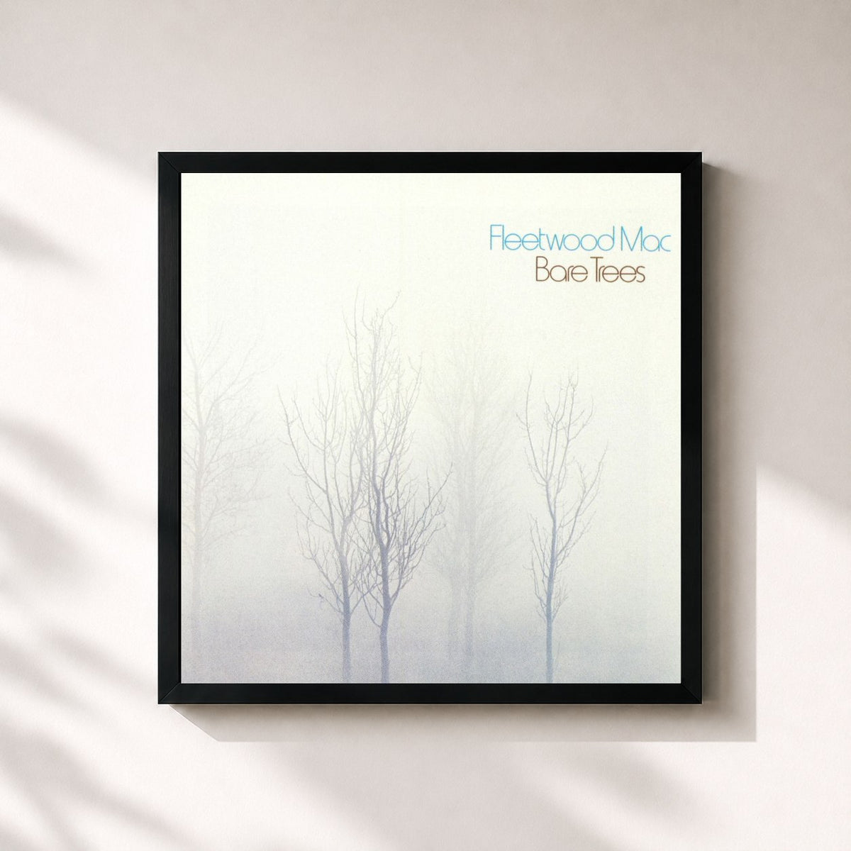 #noir Bare Trees von Fleetwood Mac als quadratischer Kunstdruck, schwarzer Rahmen 32x32 cm