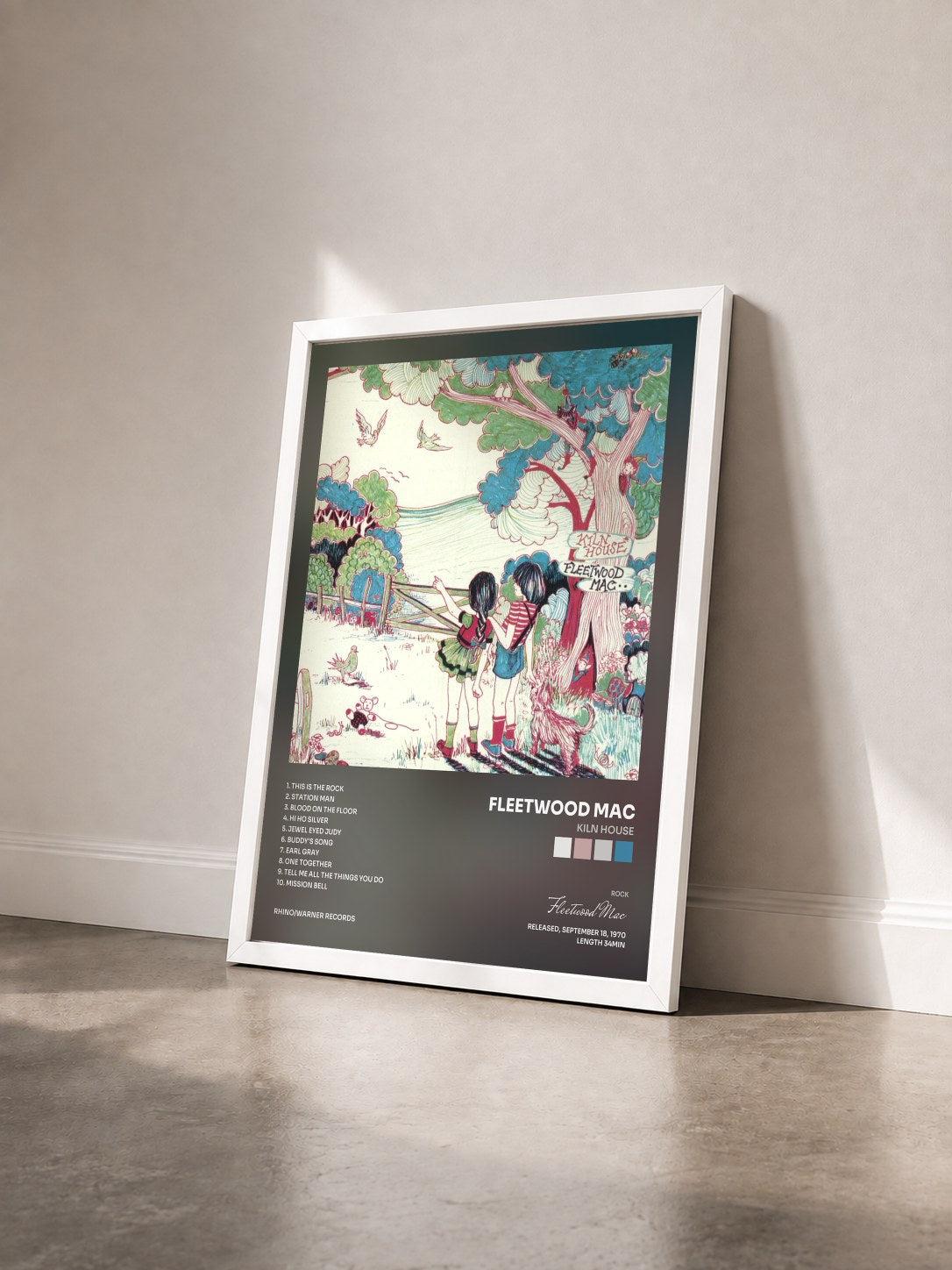 #blanc Kiln House von Fleetwood Mac als gerahmter Kunstdruck von schräg gesehen, weißer Rahmen