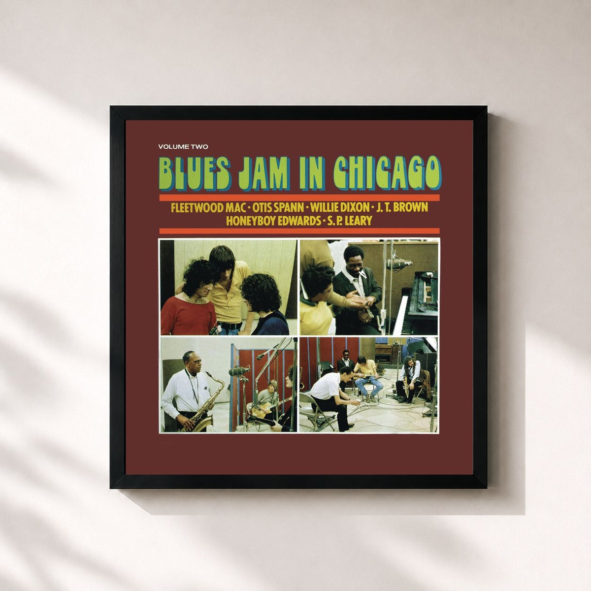 #noir Blues Jam In Chicago - Volume 2 von Fleetwood Mac als quadratischer Kunstdruck, schwarzer Rahmen 32x32 cm