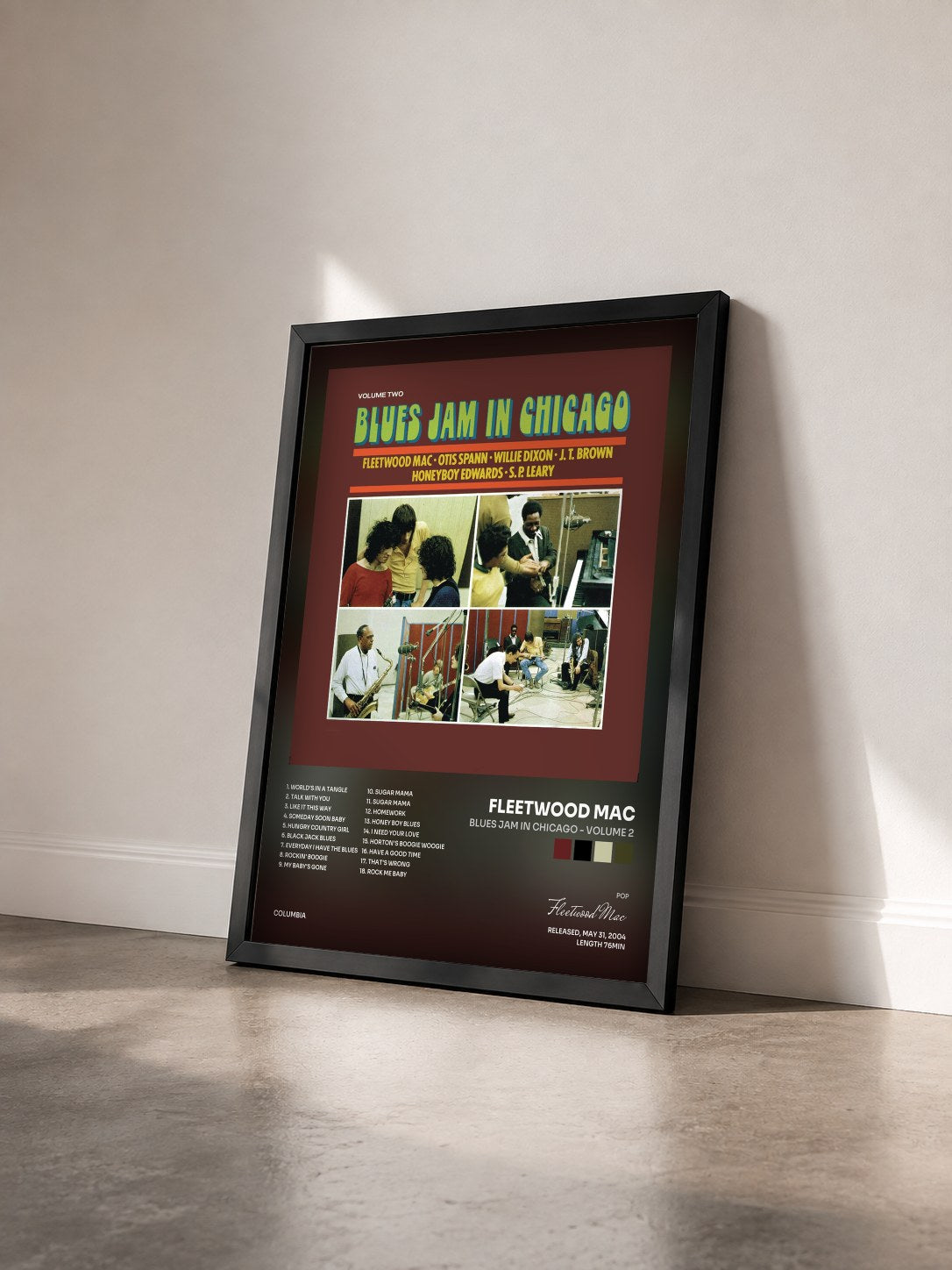 #noir Blues Jam In Chicago - Volume 2 von Fleetwood Mac als gerahmter Kunstdruck von schräg gesehen, schwarzer Rahmen