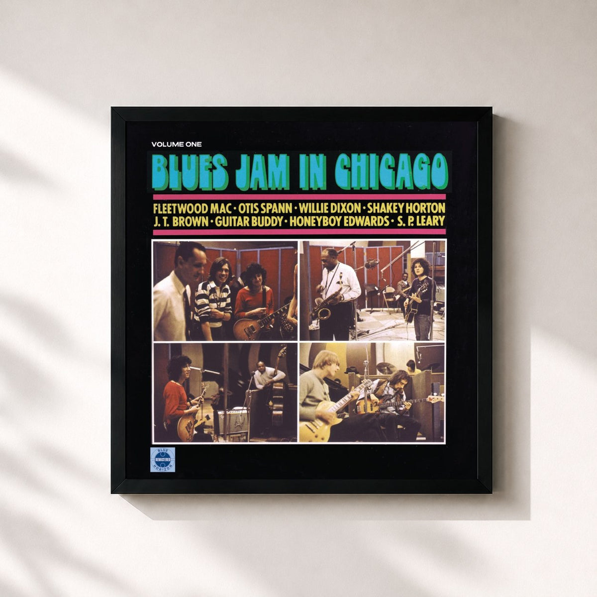 #noir Blues Jam In Chicago - Volume 1 von Fleetwood Mac als quadratischer Kunstdruck, schwarzer Rahmen 32x32 cm