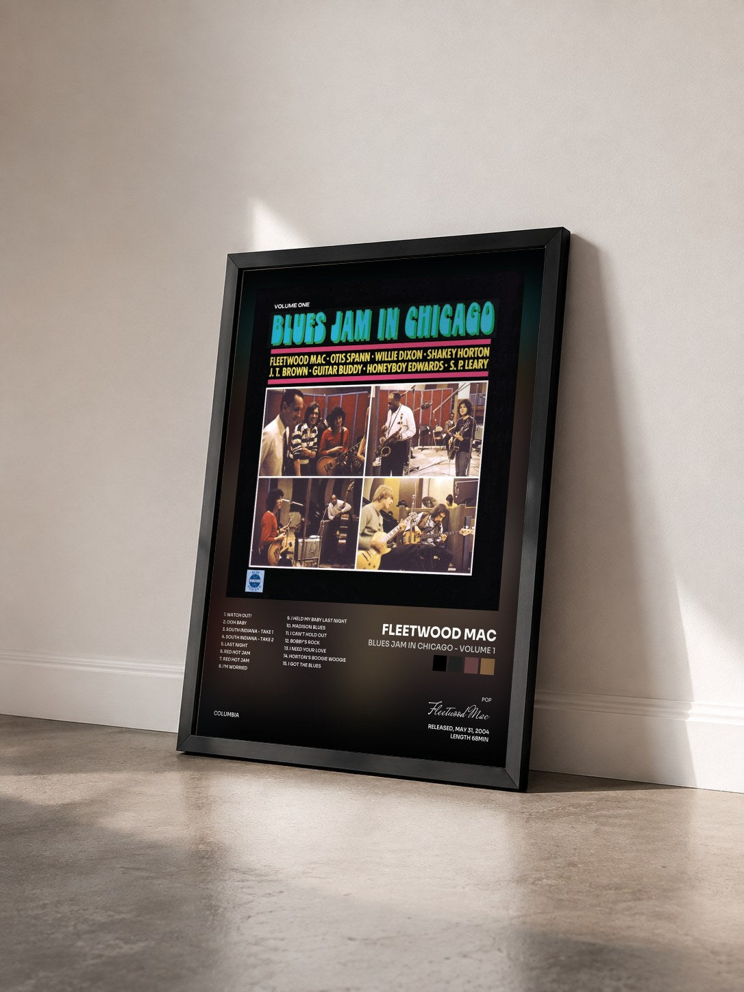 #noir Blues Jam In Chicago - Volume 1 von Fleetwood Mac als gerahmter Kunstdruck von schräg gesehen, schwarzer Rahmen