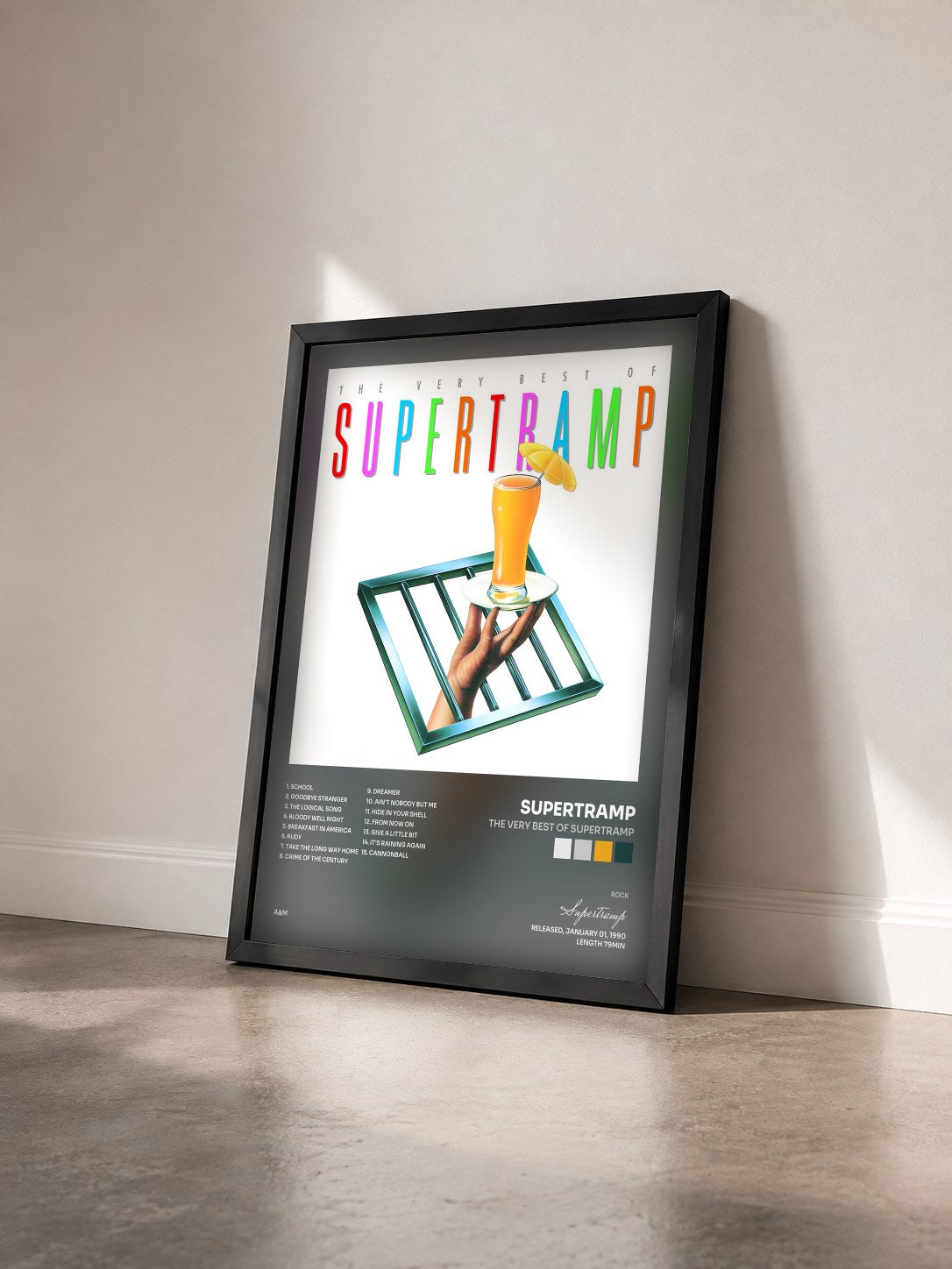 #noir Tableau de l'album The Very Best Of Supertramp de Supertramp vu de trois quarts, cadre noir