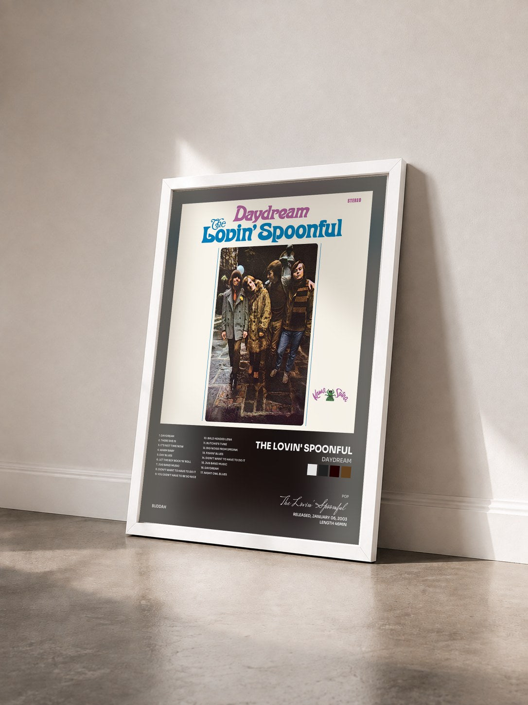 #blanc Tableau de l'album Daydream de The Lovin' Spoonful vu de trois quarts, cadre blanc