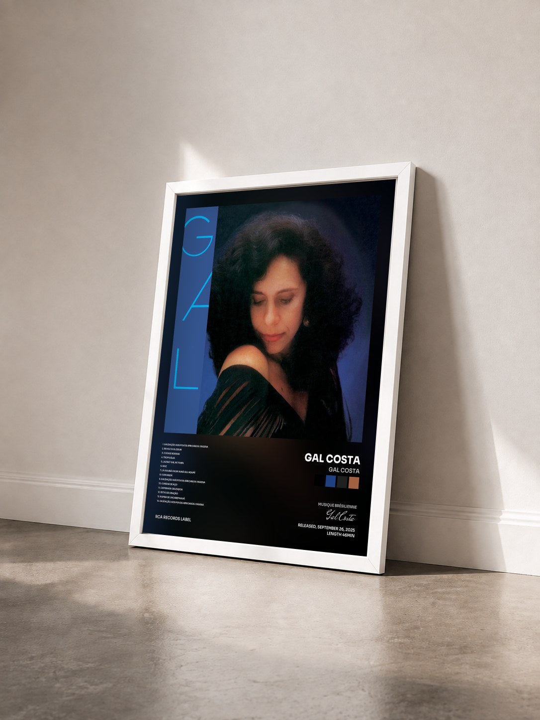 #blanc Tableau de l'album Gal Costa de Gal Costa vu de trois quarts, cadre blanc