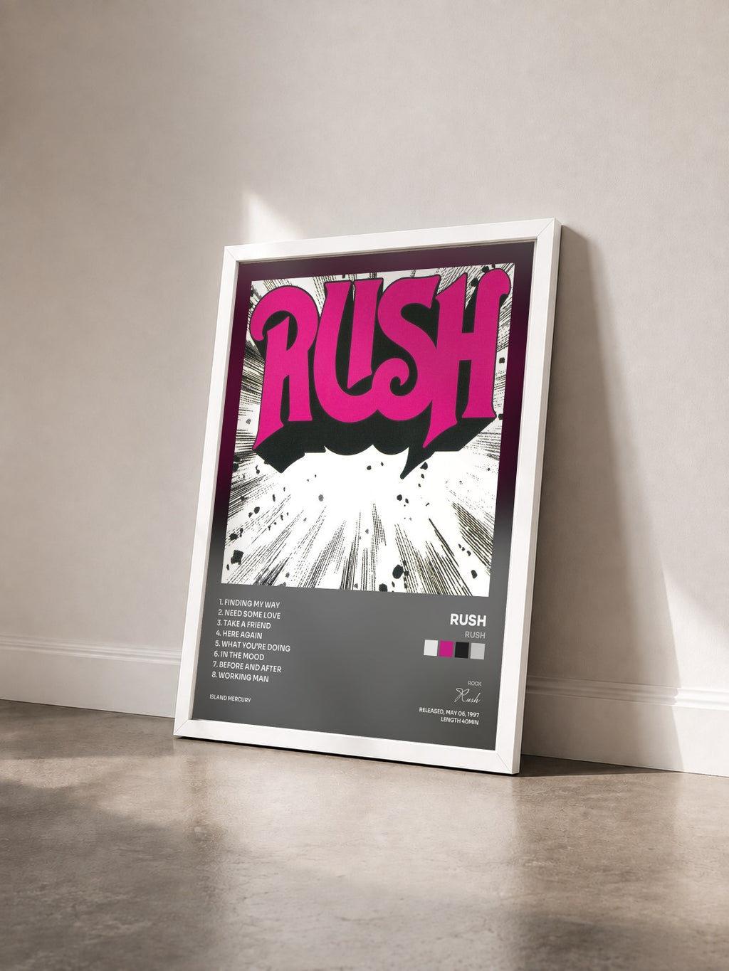 #blanc Rush von Rush als gerahmter Kunstdruck von schräg gesehen, weißer Rahmen