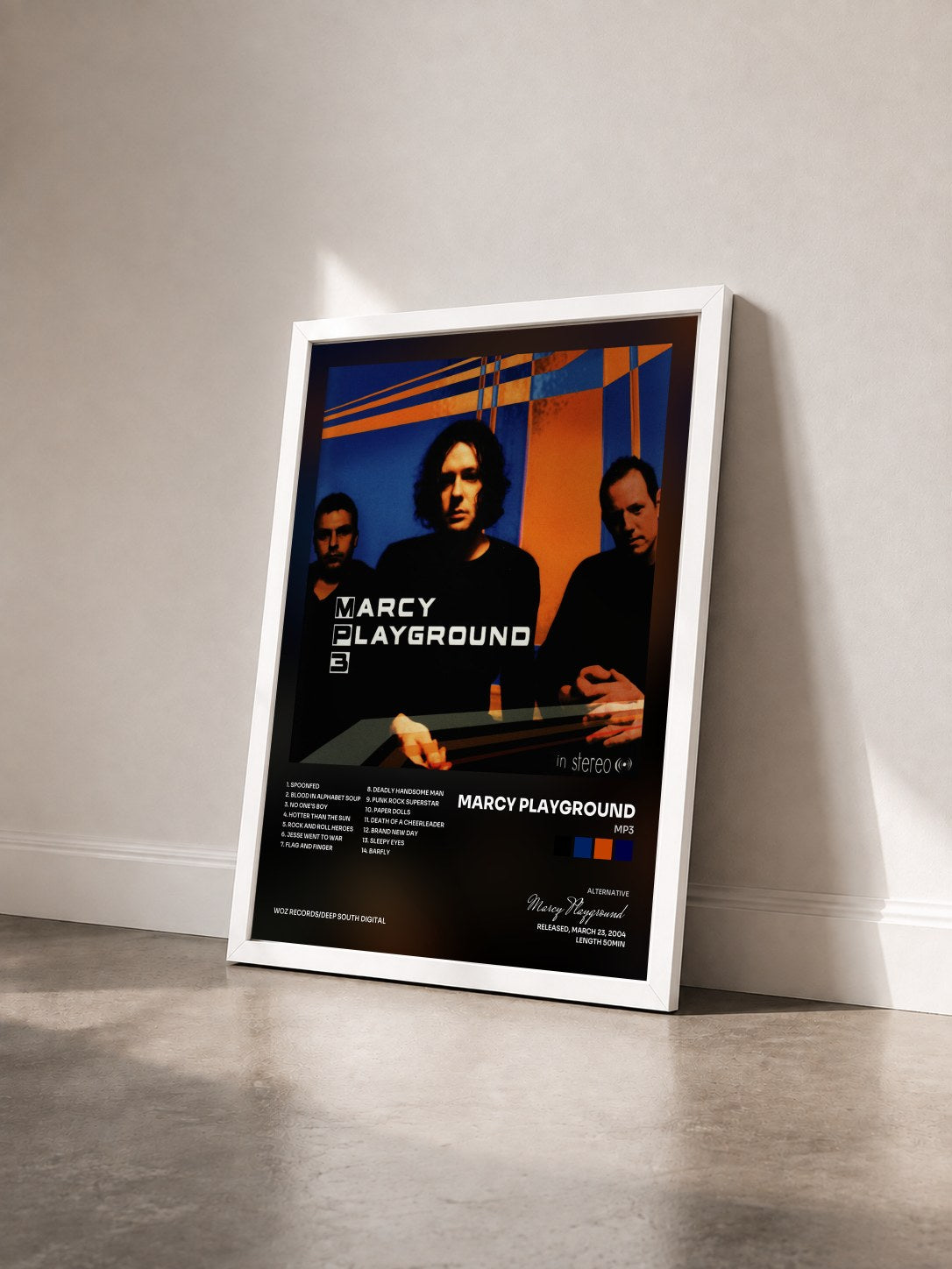 #blanc Tableau de l'album MP3 de Marcy Playground vu de trois quarts, cadre blanc