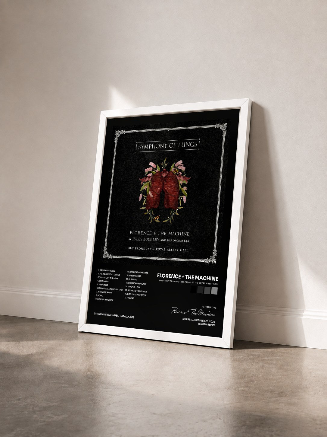 #blanc Tableau de l'album Symphony of Lungs - BBC Proms at the Royal Albert Hall de Florence + The Machine vu de trois quarts, cadre blanc