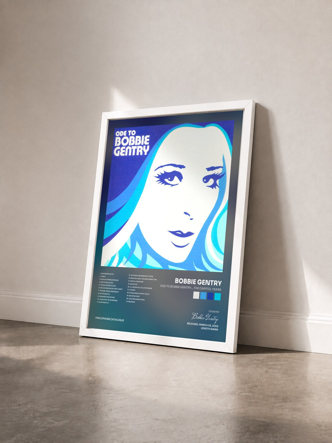 #blanc Tableau de l'album Ode To Bobbie Gentry... The Capitol Years de Bobbie Gentry vu de trois quarts, cadre blanc