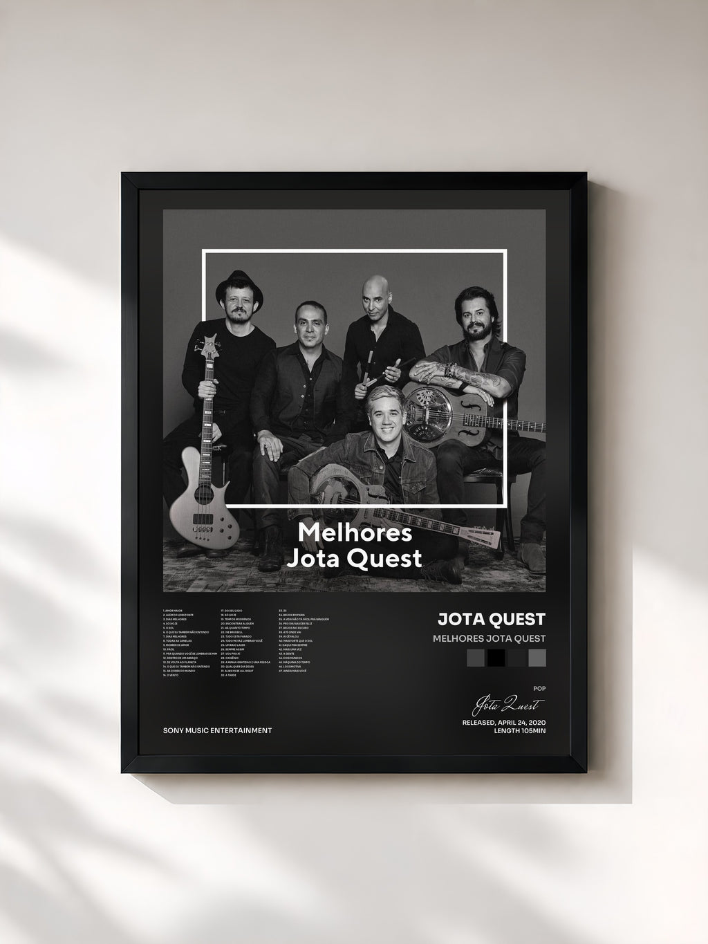 #noir Tableau de l'album Melhores Jota Quest de Jota Quest, cadre noir, imprimé et encadré en France