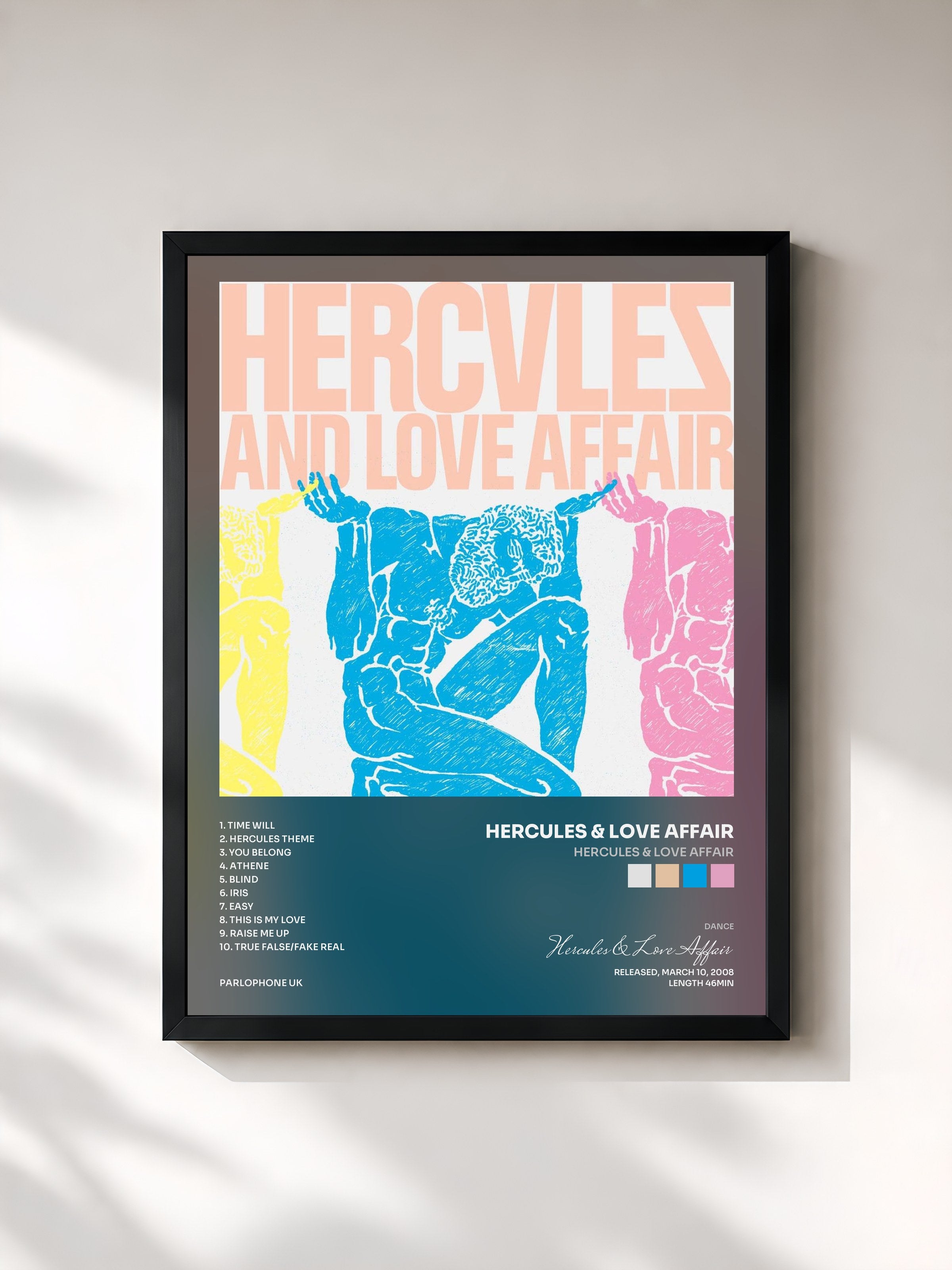 #noir Tableau de l'album Hercules & Love Affair de Hercules & Love Affair, cadre noir, imprimé et encadré en France