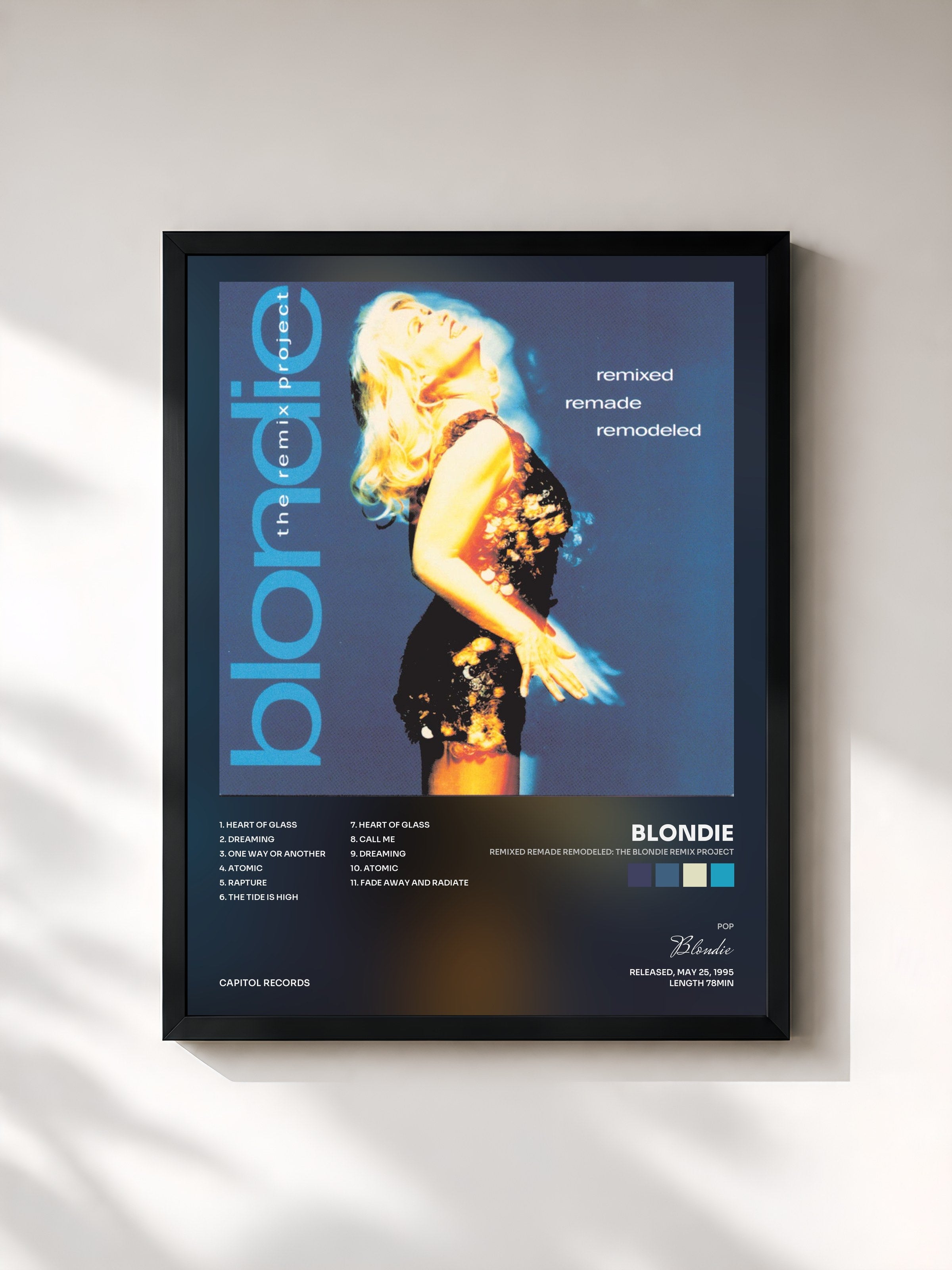 #noir Tableau de l'album Remixed Remade Remodeled: The Blondie Remix Project de Blondie, cadre noir, imprimé et encadré en France