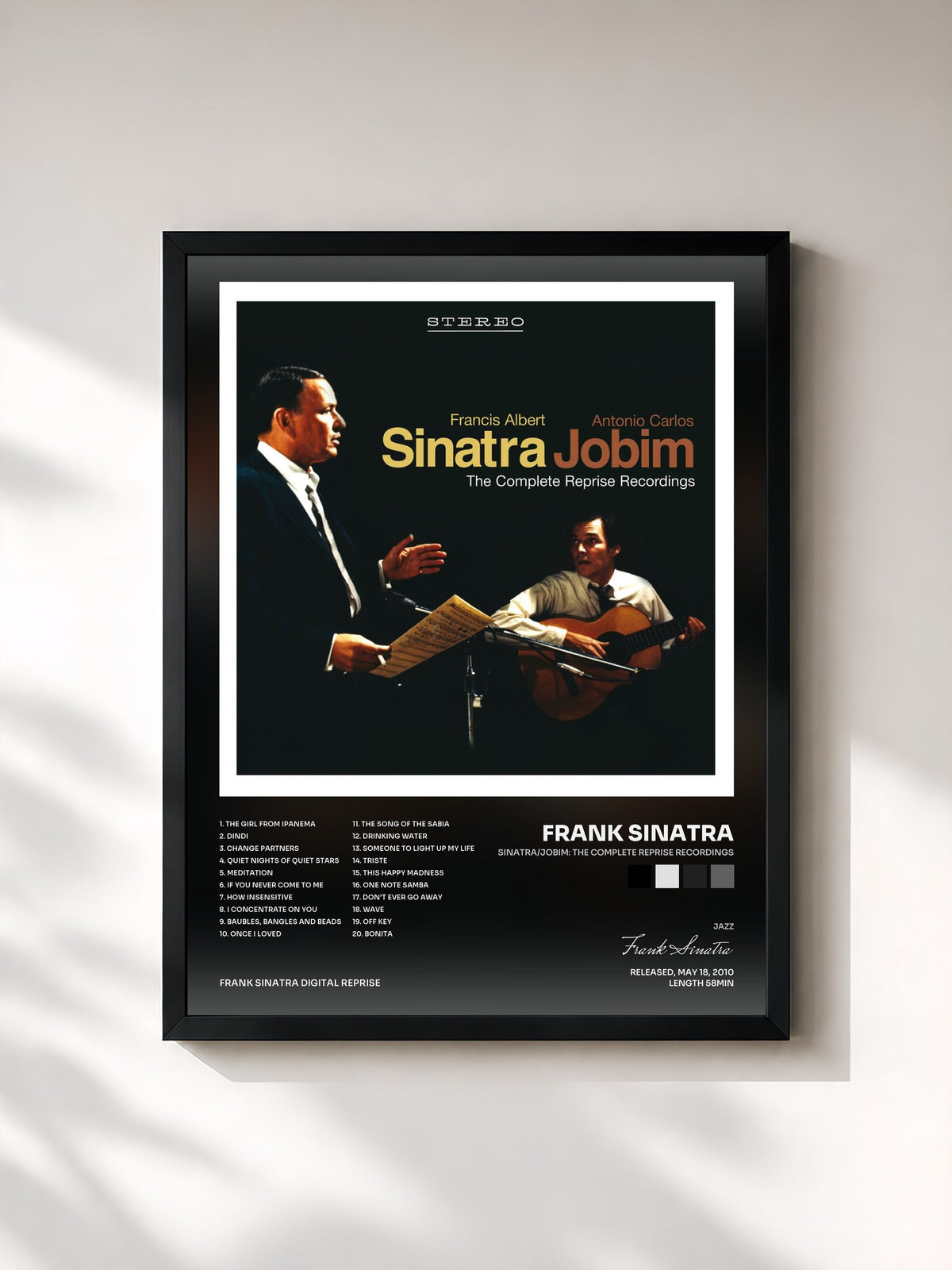 #noir Tableau de l'album Sinatra/Jobim: The Complete Reprise Recordings de Frank Sinatra, cadre noir, imprimé et encadré en France