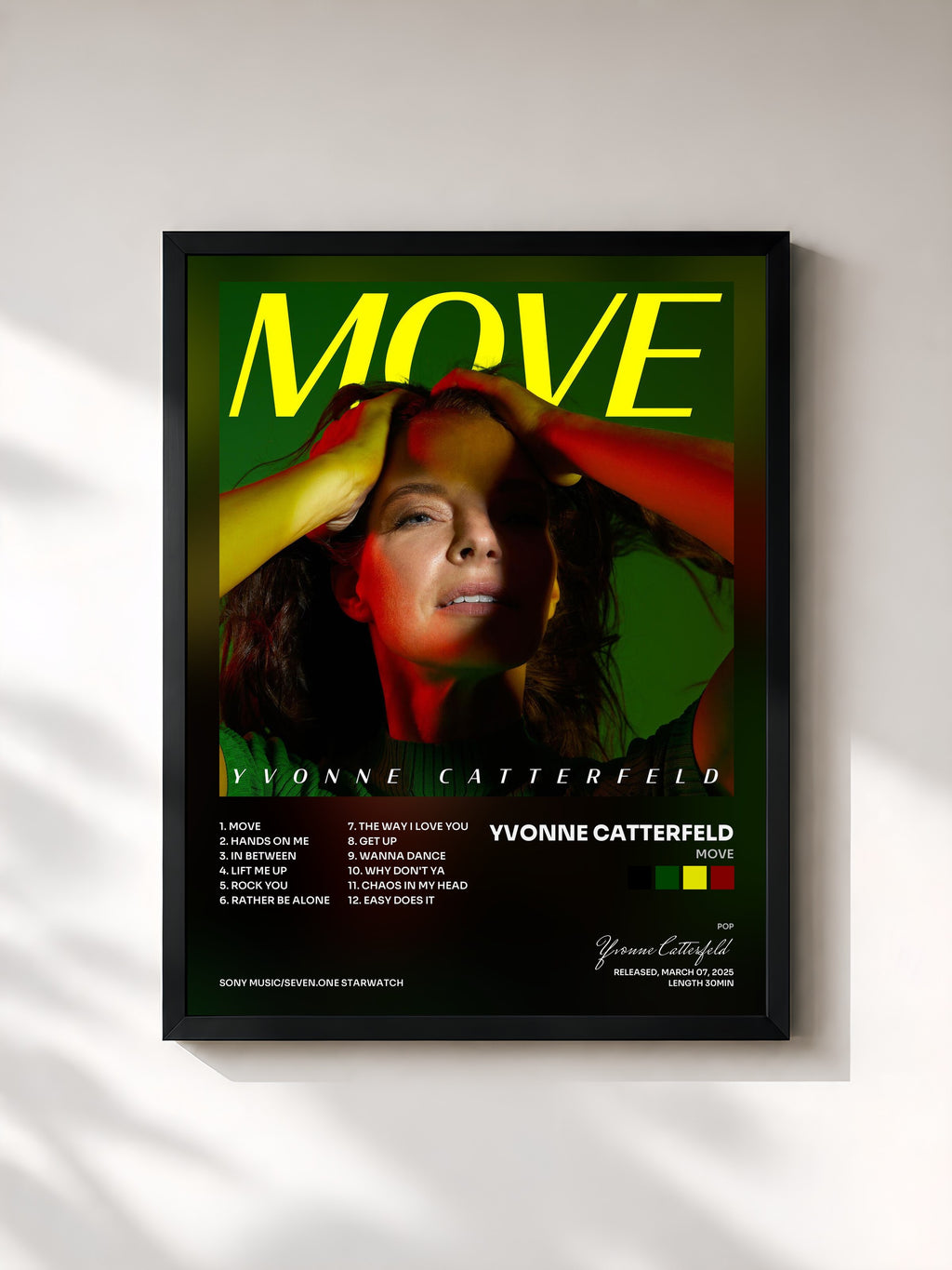 #noir Tableau de l'album Move de Yvonne Catterfeld, cadre noir, imprimé et encadré en France
