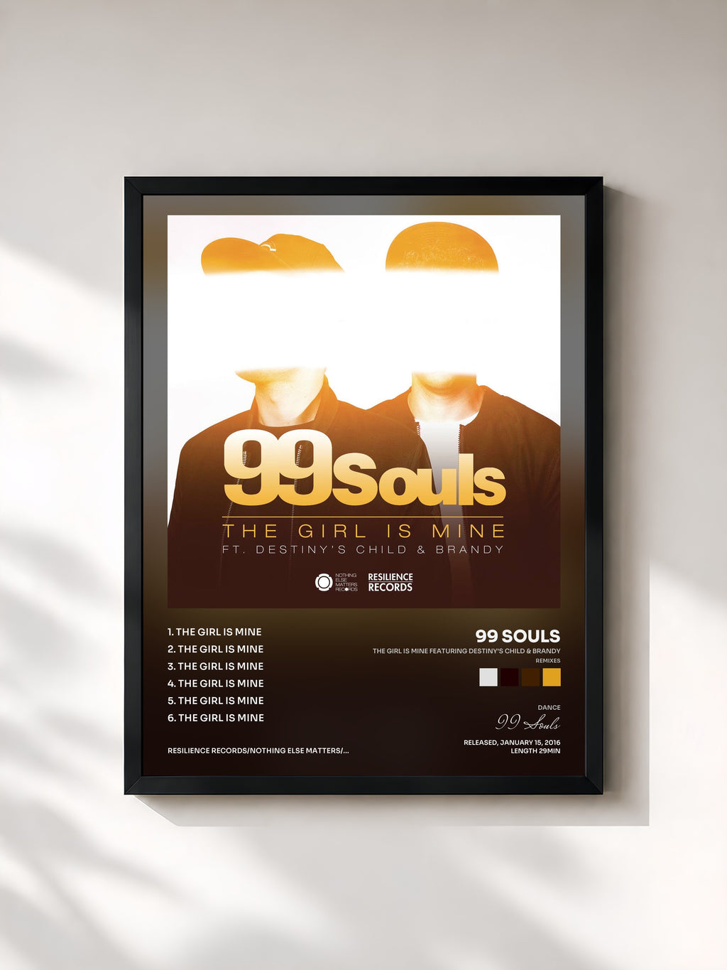 #noir The Girl Is Mine featuring Destiny's Child & Brandy (Remixes) - EP di 99 Souls in stampa incorniciata, cornice nera, stampata e incorniciata in Francia