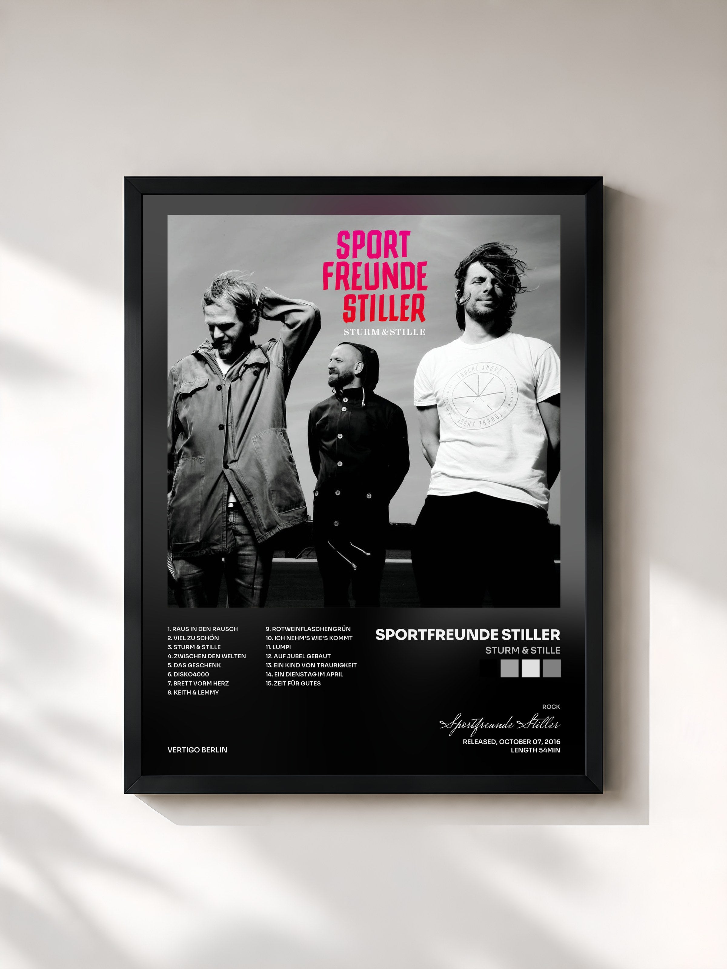 #noir Tableau de l'album Sturm & Stille de Sportfreunde Stiller, cadre noir, imprimé et encadré en France