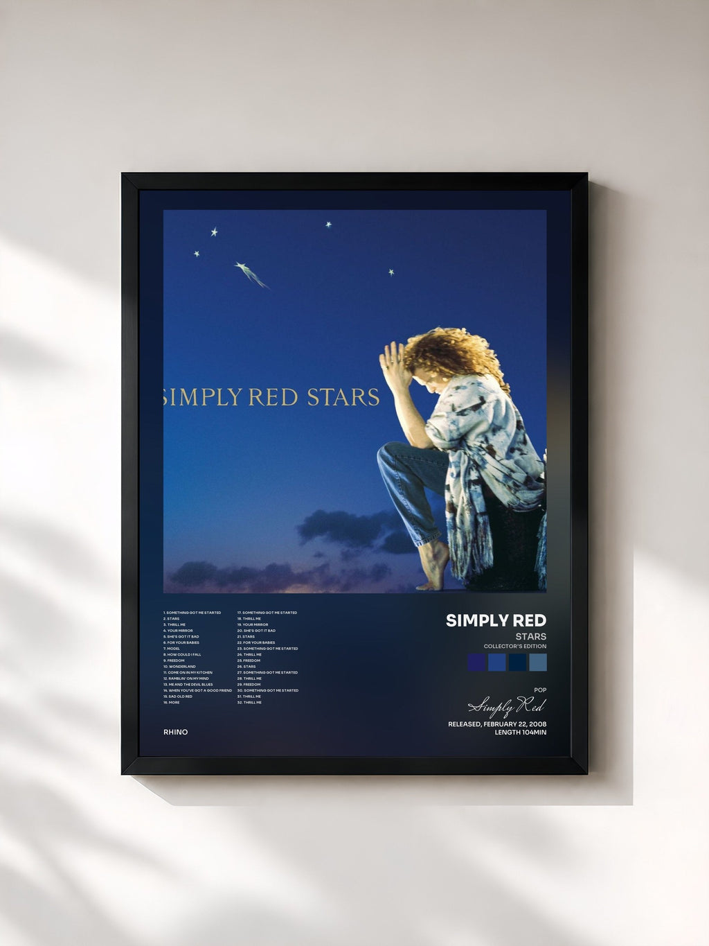 #noir Tableau de l'album Stars (Collector's Edition) de Simply Red, cadre noir, imprimé et encadré en France