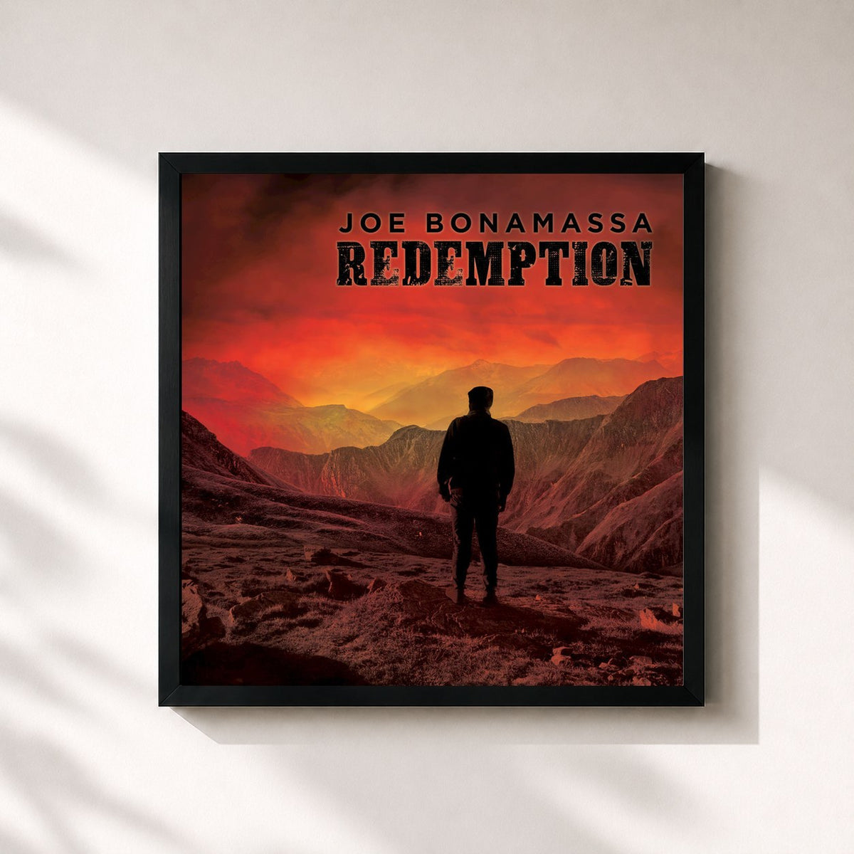 #noir Redemption de Joe Bonamassa en lámina cuadrada enmarcada, marco negro de 32x32 cm
