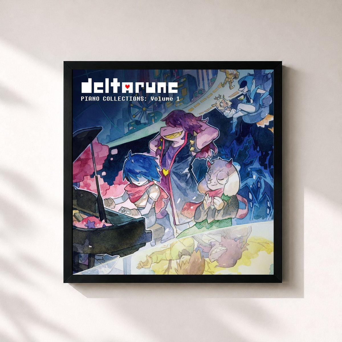 #noir DELTARUNE Piano Collections, Vol. 1 von Toby Fox als quadratischer Kunstdruck, schwarzer Rahmen 32x32 cm