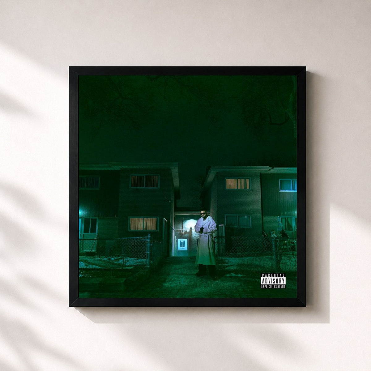 #noir Tableau carré de l'album OMW2 REXDALE de NAV, cadre noir 32x32 cm