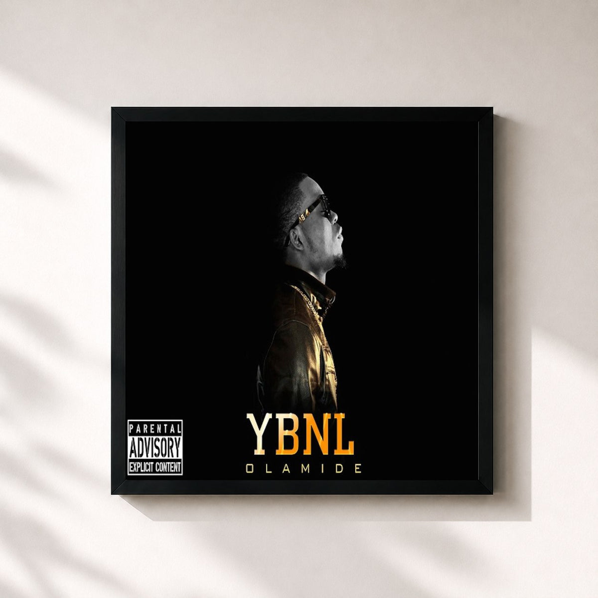 #noir Tableau carré de l'album YBNL de Olamide, cadre noir 32x32 cm