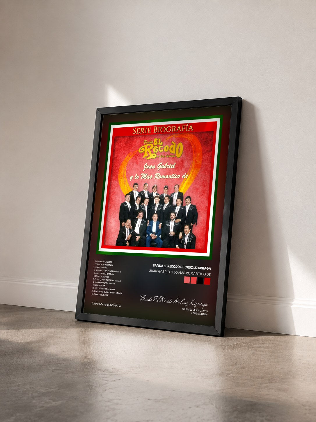 #noir Tableau de l'album Juan Gabriel y Lo Mas Romantico De de Banda El Recodo De Cruz Lizarraga vu de trois quarts, cadre noir