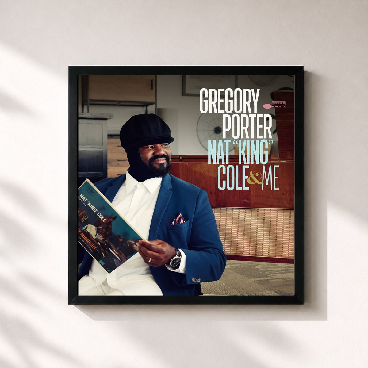 #noir Tableau carré de l'album Nat "King" Cole & Me (Deluxe) de Gregory Porter, cadre noir 32x32 cm