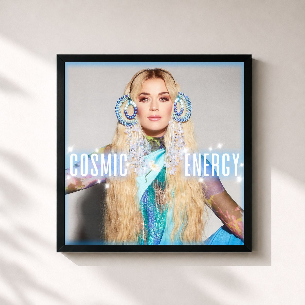 #noir Tableau carré de l'album Cosmic Energy de Katy Perry, cadre noir 32x32 cm