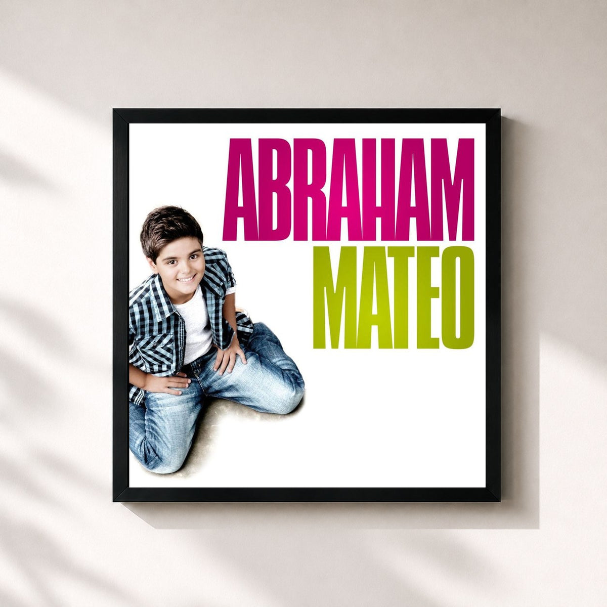#noir Tableau carré de l'album Abraham Mateo de Abraham Mateo, cadre noir 32x32 cm