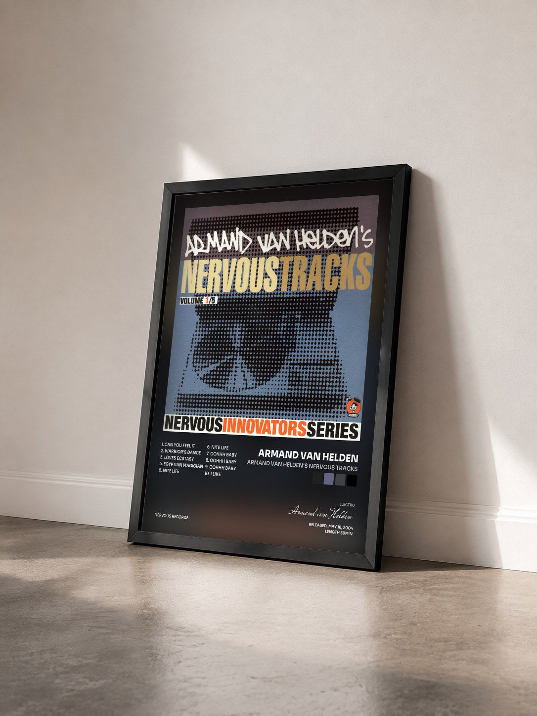 #noir Tableau de l'album Armand Van Helden's Nervous Tracks de Armand van Helden vu de trois quarts, cadre noir