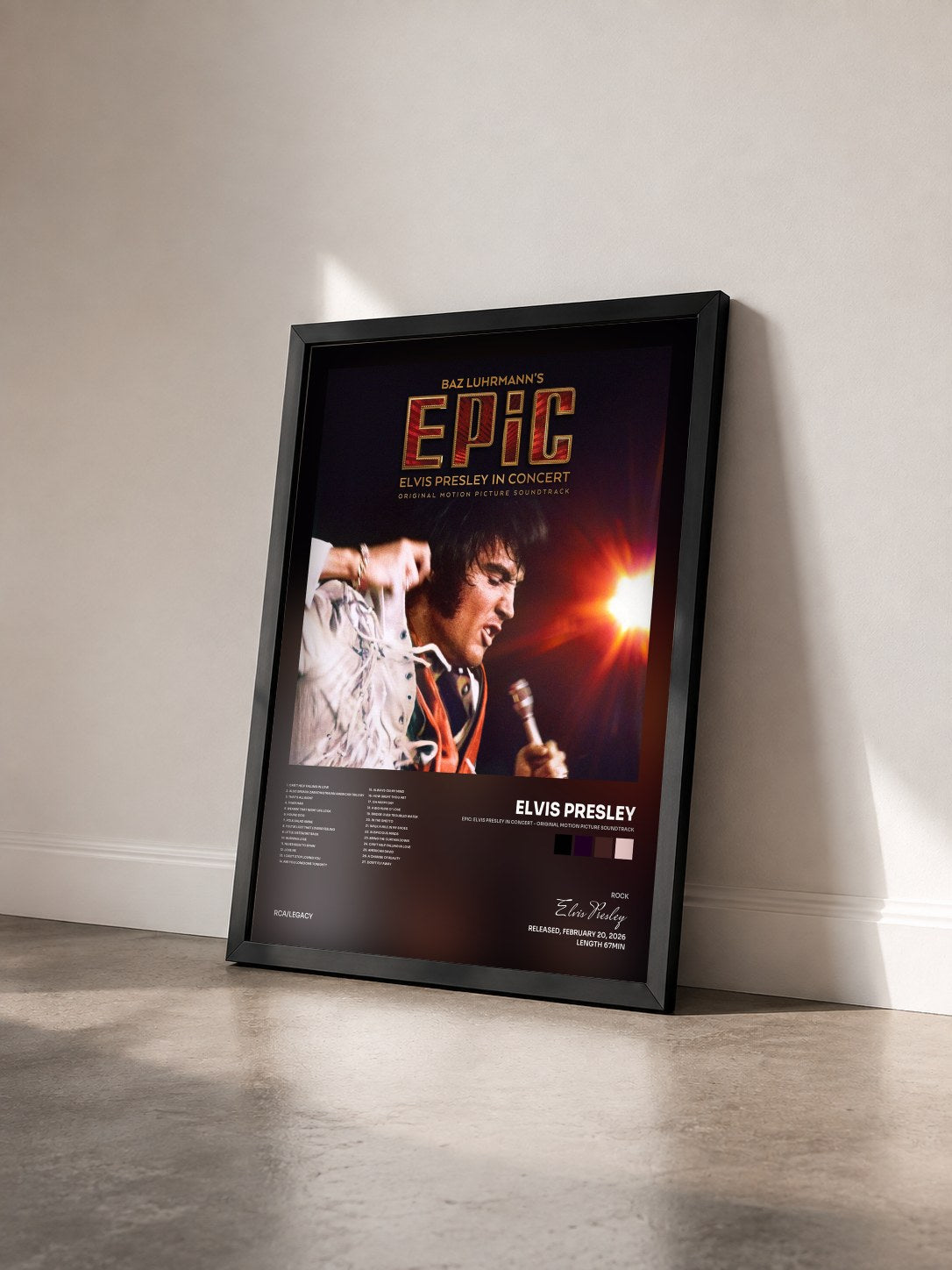 #noir EPiC: Elvis Presley in Concert - Original Motion Picture Soundtrack de Elvis Presley en lámina enmarcada vista de tres cuartos, marco negro