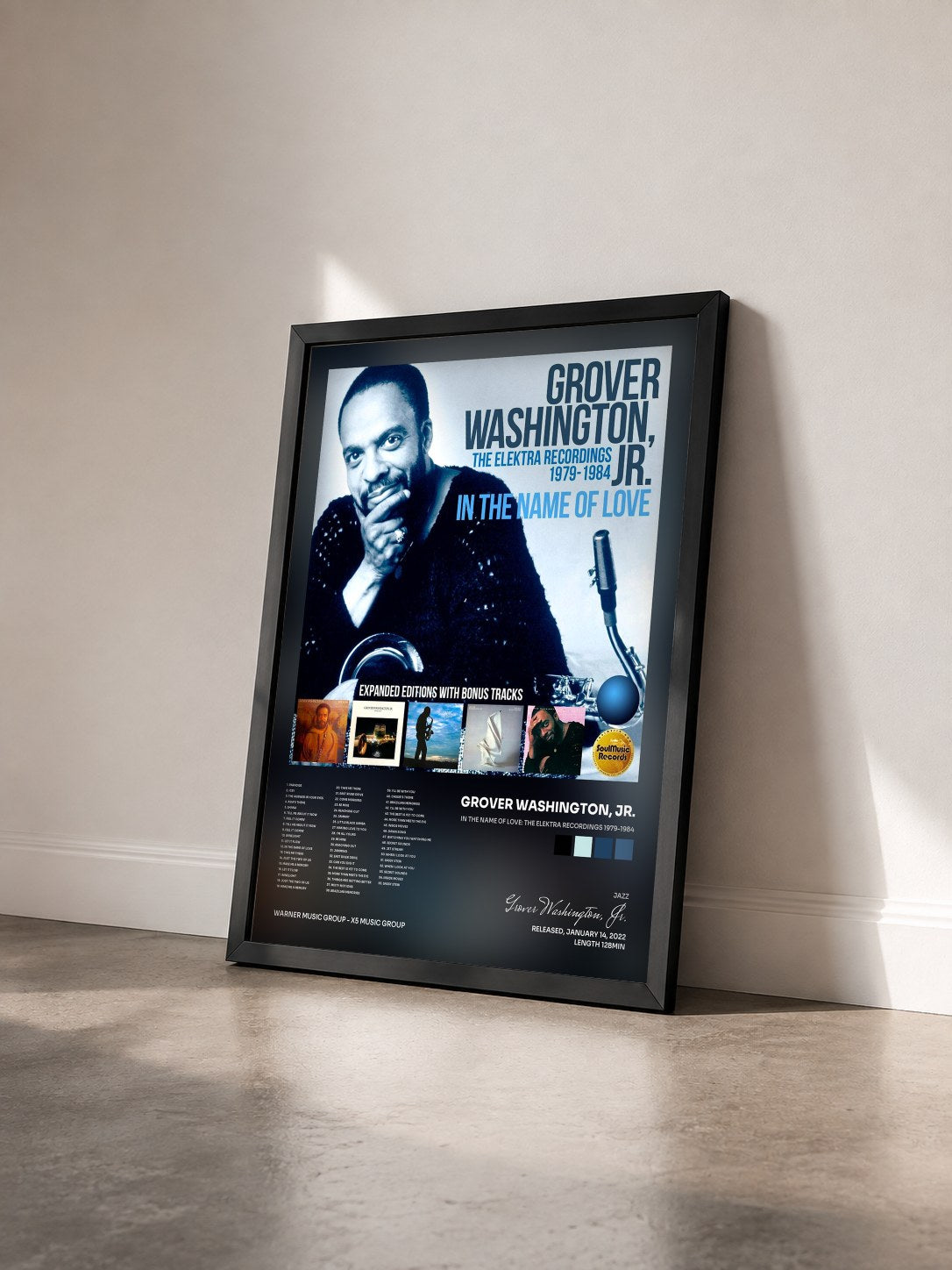 #noir Tableau de l'album In the Name of Love: The Elektra Recordings 1979-1984 de Grover Washington, Jr. vu de trois quarts, cadre noir