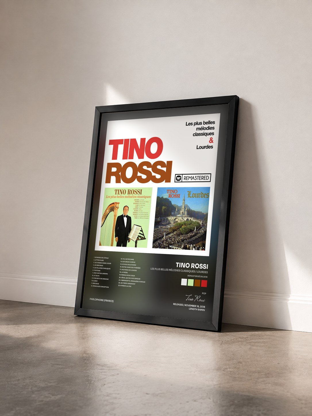 #noir Tableau de l'album Les plus belles mélodies classiques / Lourdes (Remasterisé en 2018) de Tino Rossi vu de trois quarts, cadre noir