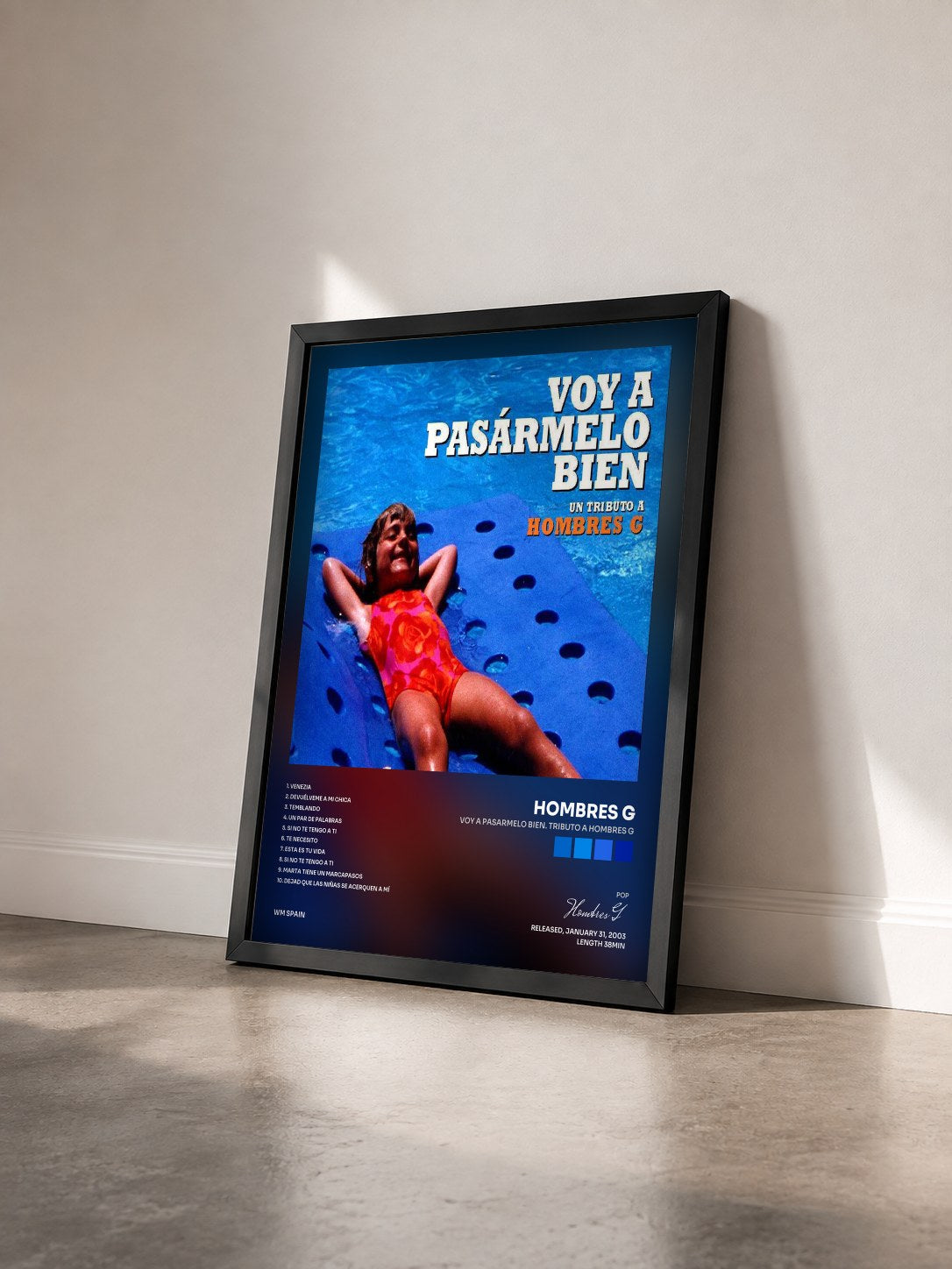 #noir Tableau de l'album Voy a pasarmelo bien. Tributo a Hombres G de Hombres G vu de trois quarts, cadre noir
