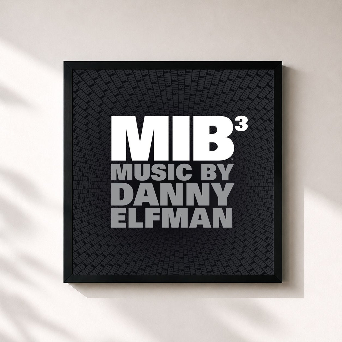 #noir Tableau carré de l'album Men in Black 3 (Original Motion Picture Soundtrack) de Danny Elfman, cadre noir 32x32 cm