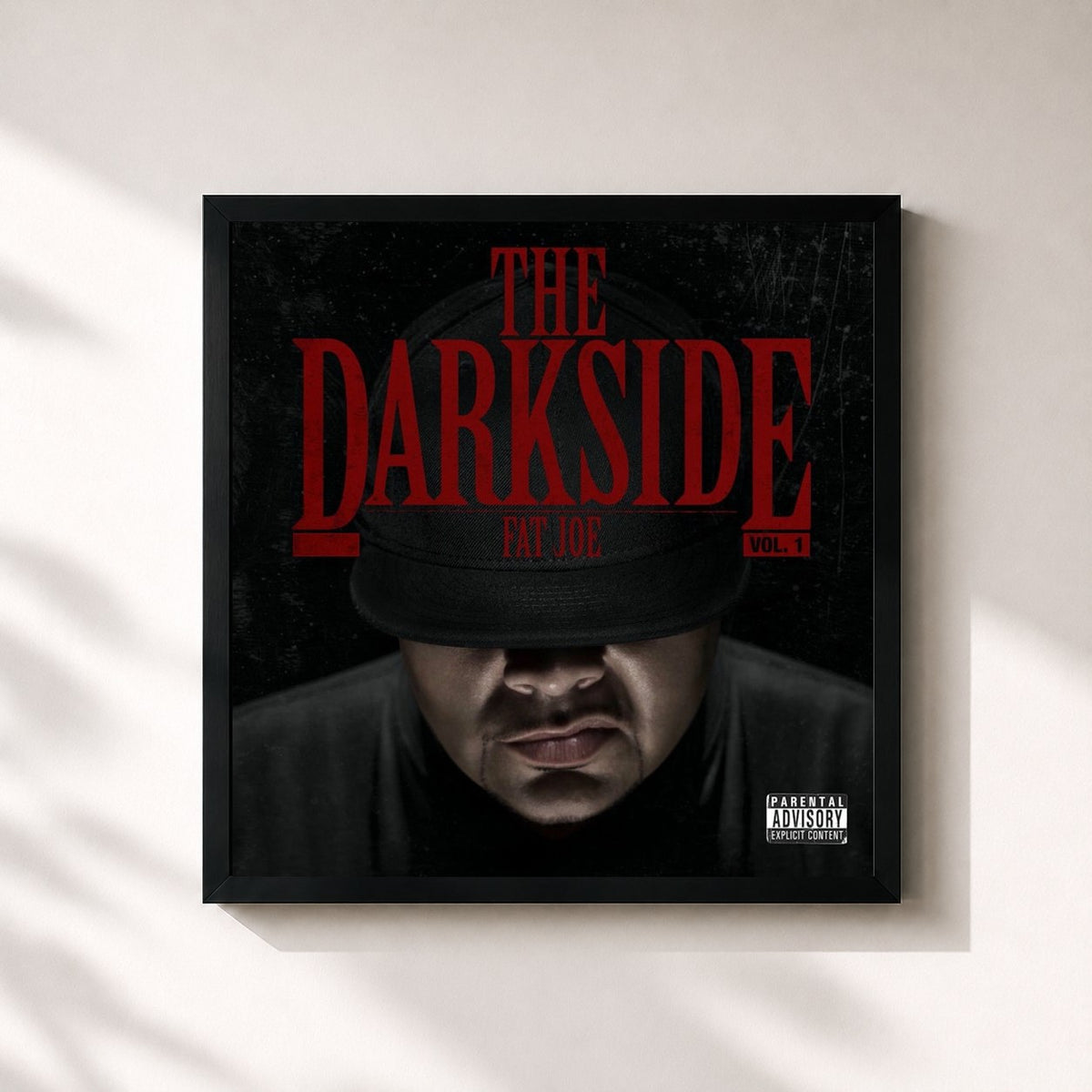 #noir Tableau carré de l'album The Darkside, Vol. 1 de Fat Joe, cadre noir 32x32 cm