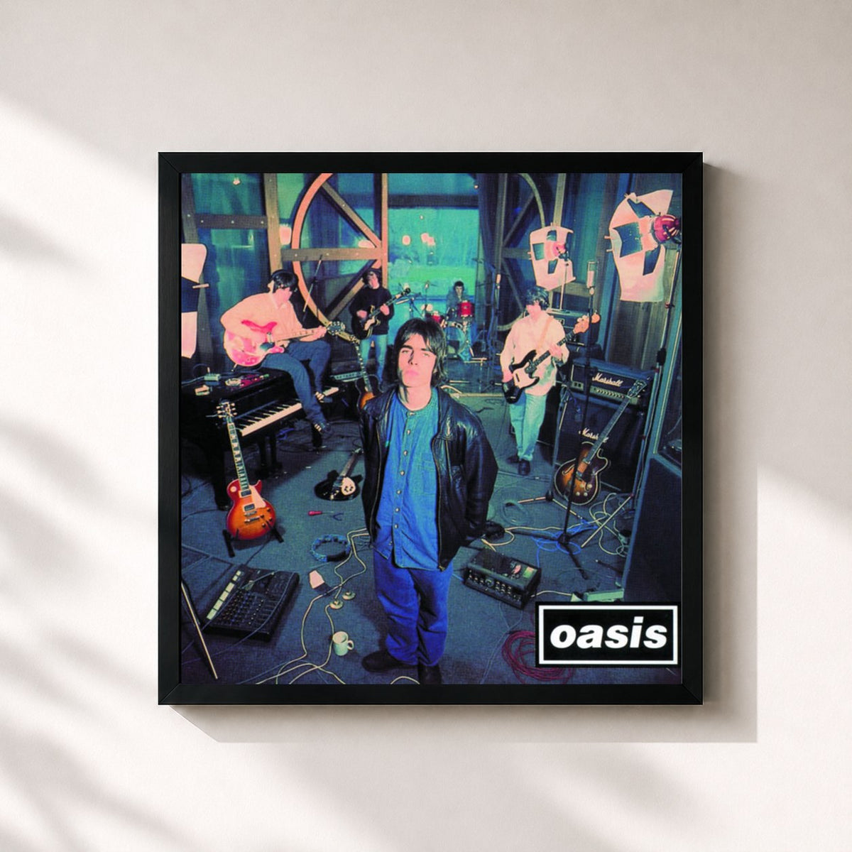 #noir Tableau carré de l'album Supersonic de Oasis, cadre noir 32x32 cm