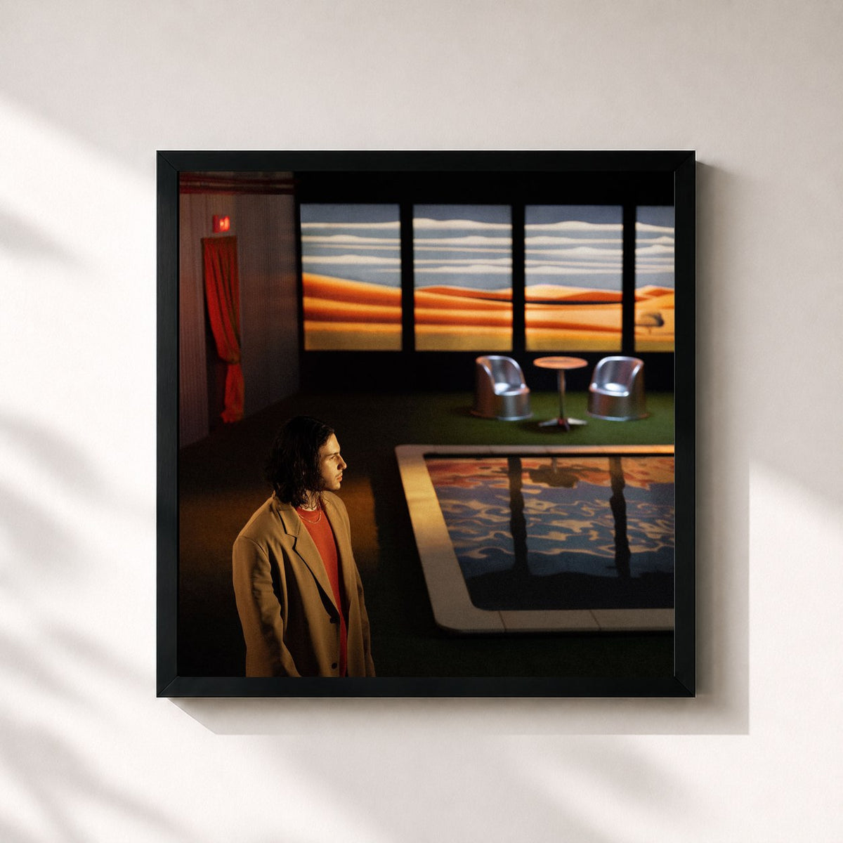 #noir Tableau carré de l'album Discipline de Petit Biscuit, cadre noir 32x32 cm