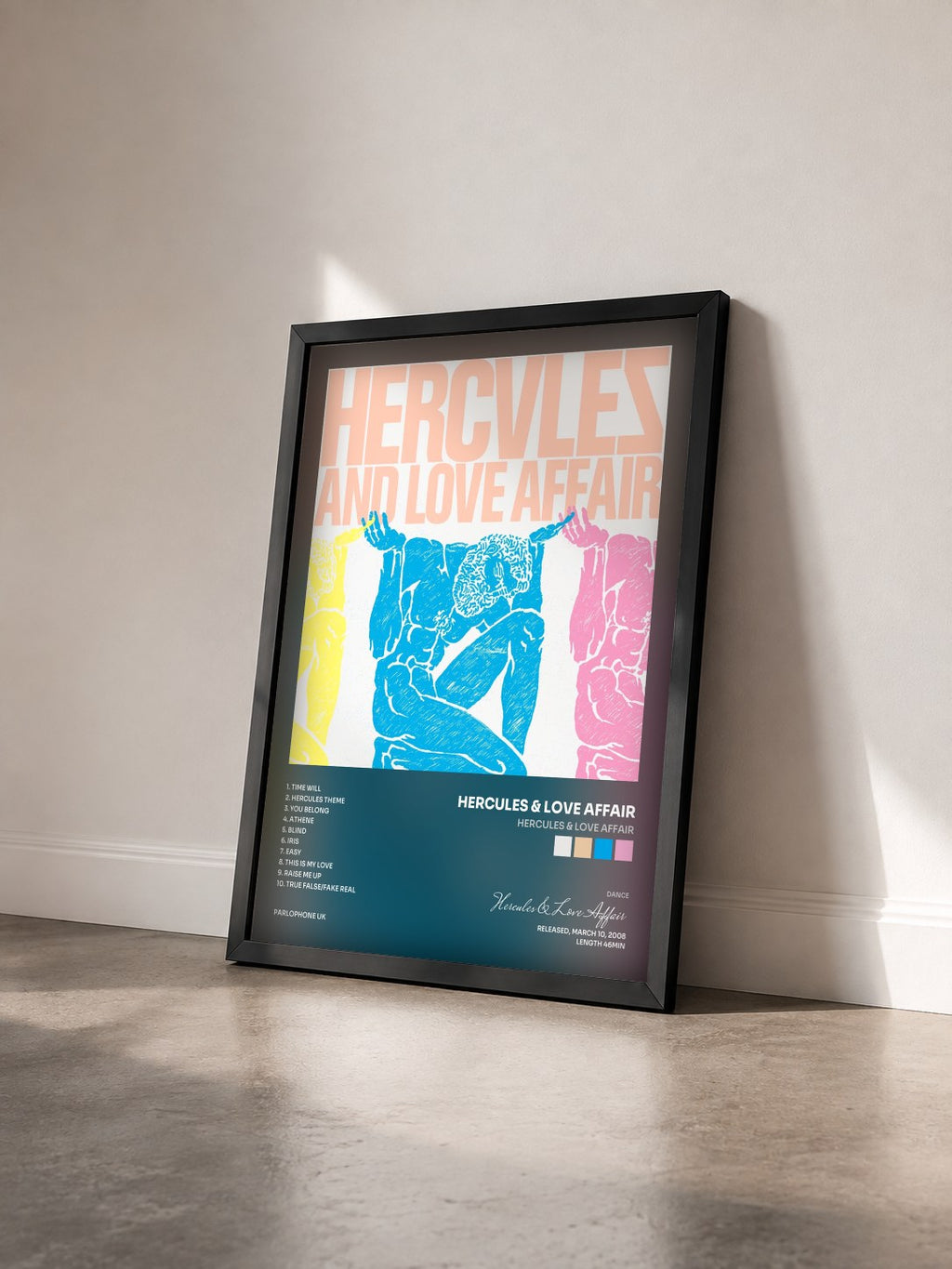 #noir Tableau de l'album Hercules & Love Affair de Hercules & Love Affair vu de trois quarts, cadre noir
