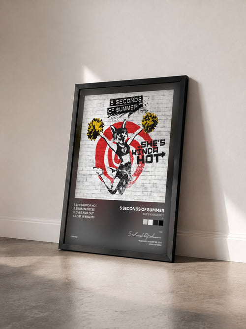 #noir Tableau de l'album She's Kinda Hot (EP) de 5 Seconds Of Summer vu de trois quarts, cadre noir