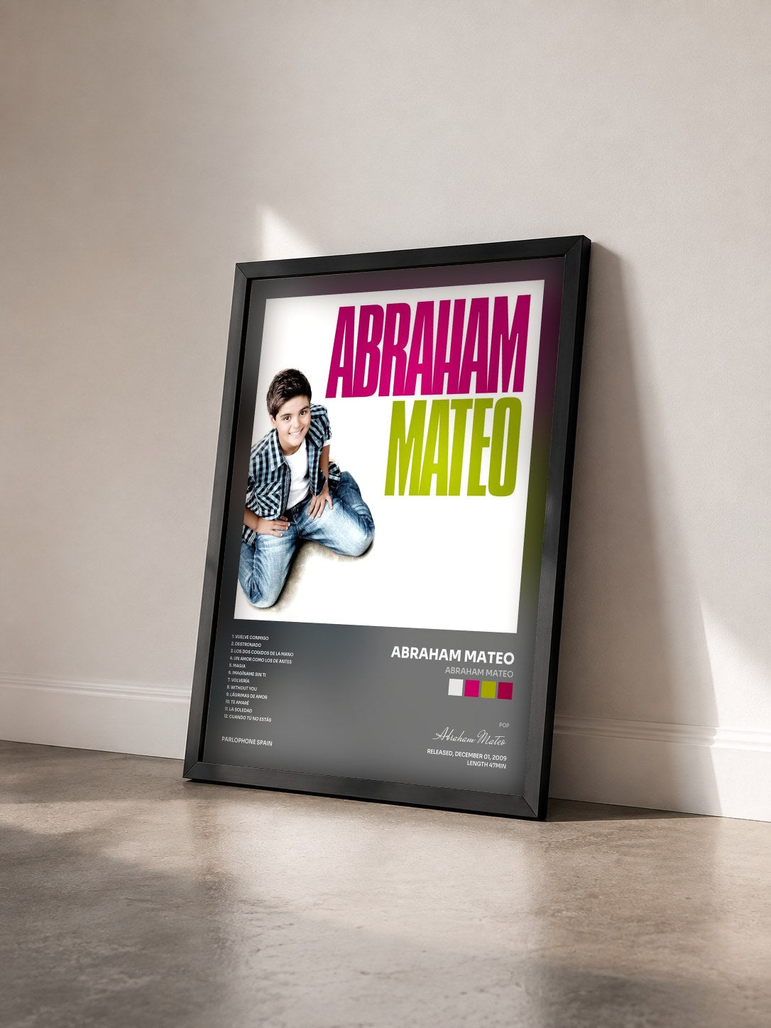 #noir Tableau de l'album Abraham Mateo de Abraham Mateo vu de trois quarts, cadre noir
