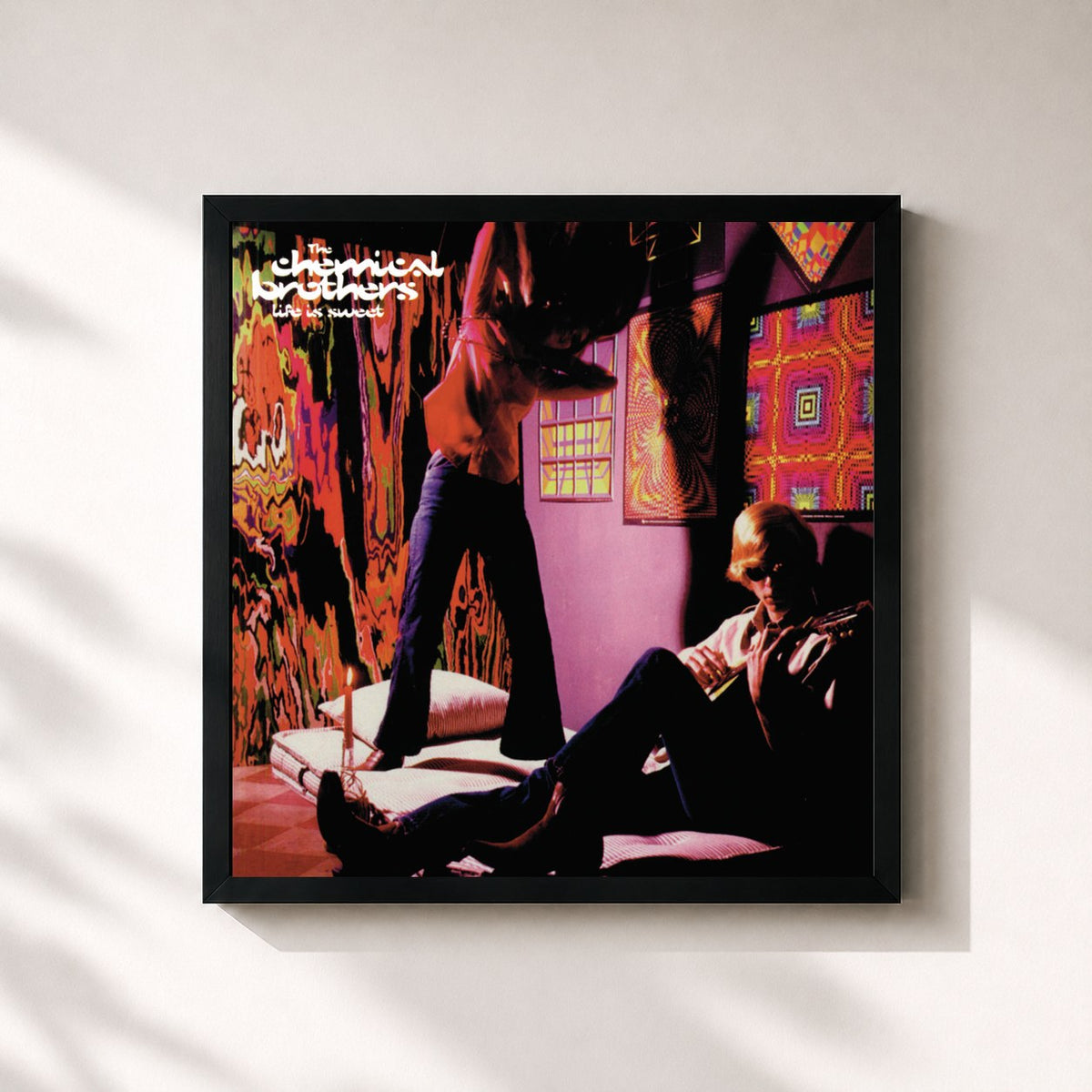 #noir Tableau carré de l'album Life Is Sweet de The Chemical Brothers, cadre noir 32x32 cm