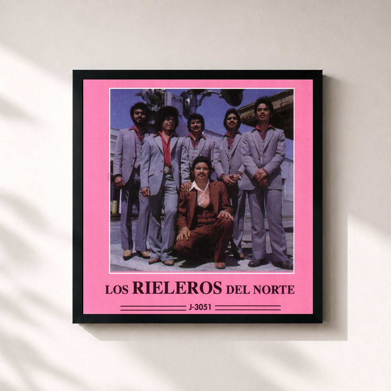 #noir Tableau carré de l'album Los Rieleros Del Norte de Los Rieleros Del Norte, cadre noir 32x32 cm