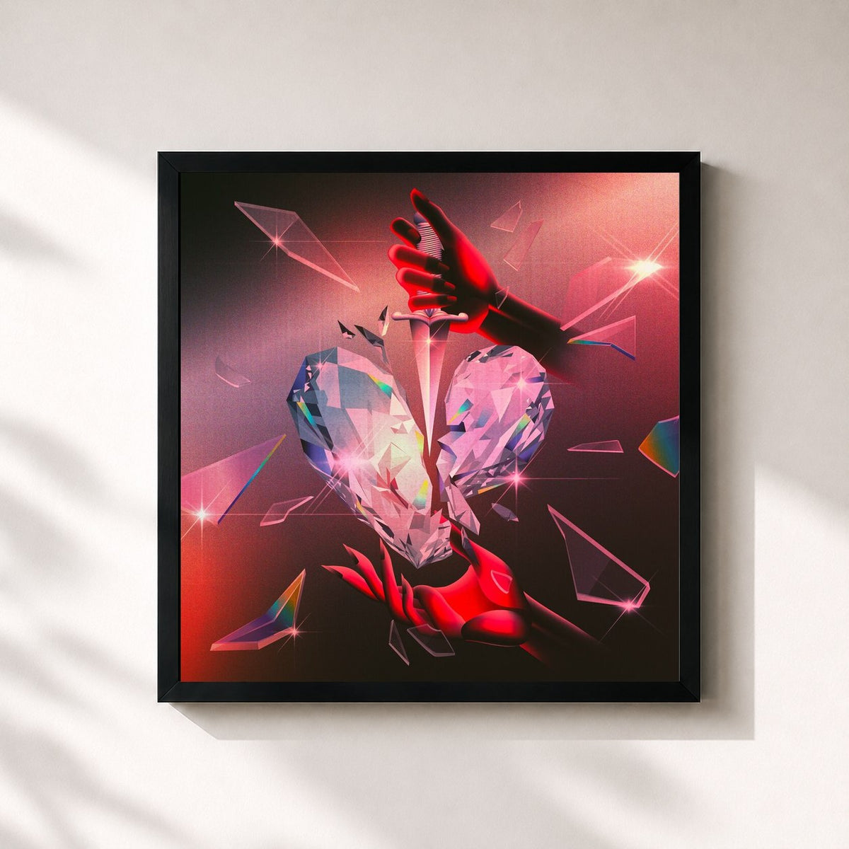 #noir Tableau carré de l'album Hackney Diamonds de The Rolling Stones, cadre noir 32x32 cm
