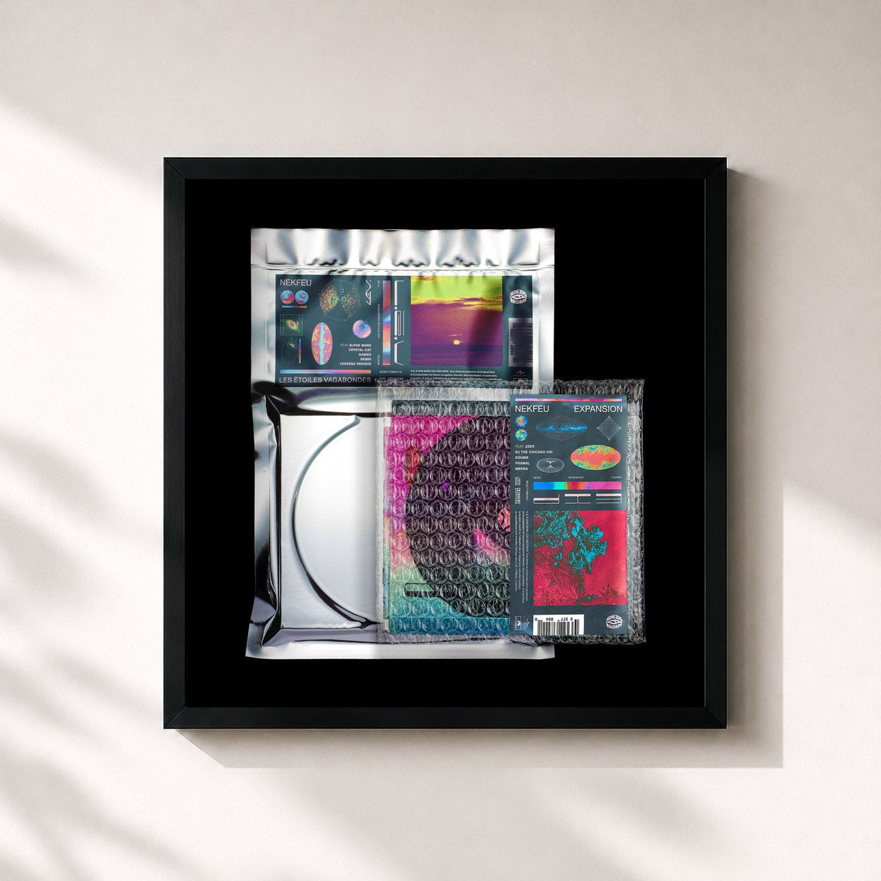#noir Les étoiles vagabondes : expansion di Nekfeu in stampa quadrata incorniciata, cornice nera 32x32 cm