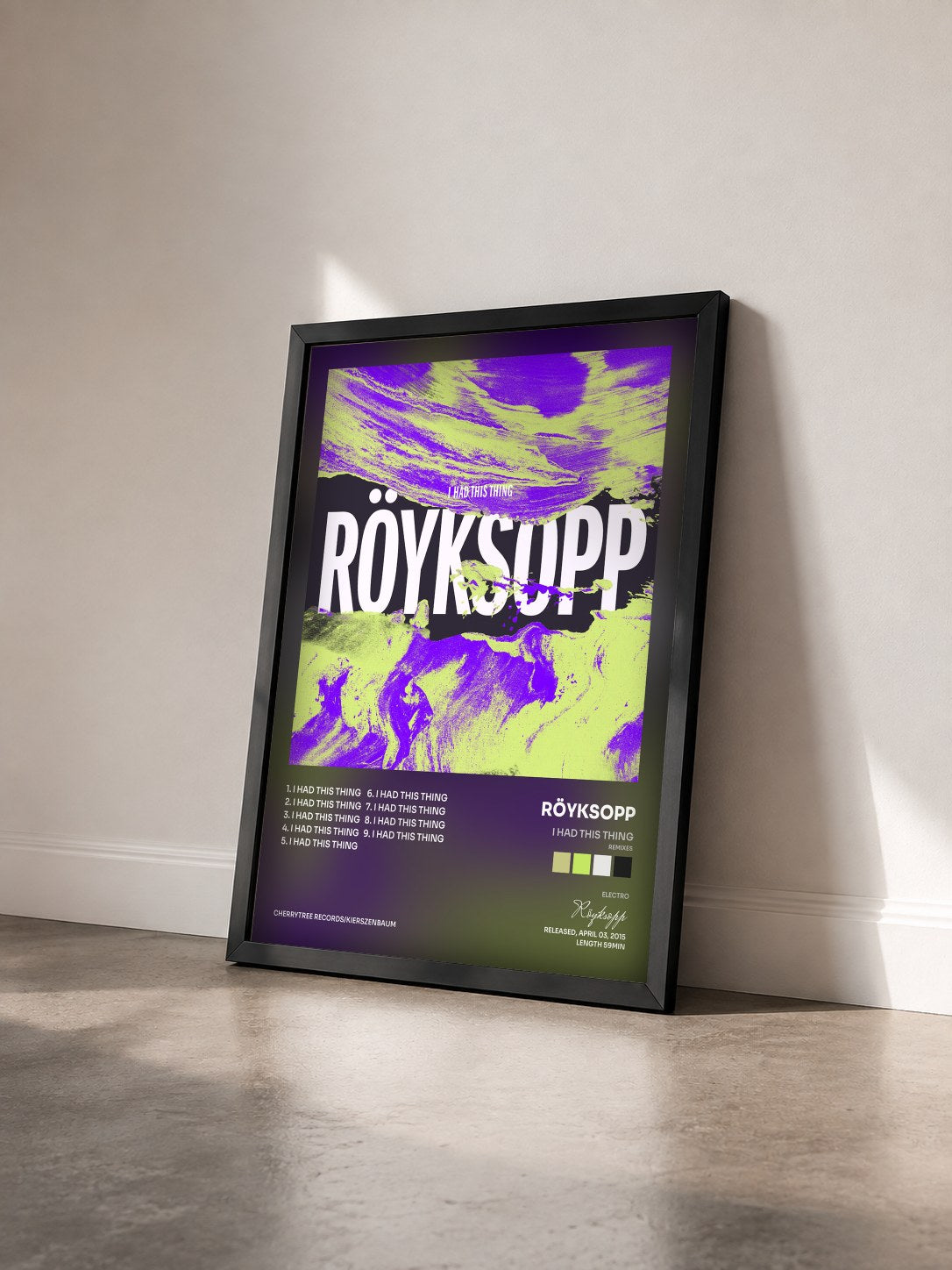 #noir Tableau de l'album I Had This Thing (Remixes) de Röyksopp vu de trois quarts, cadre noir