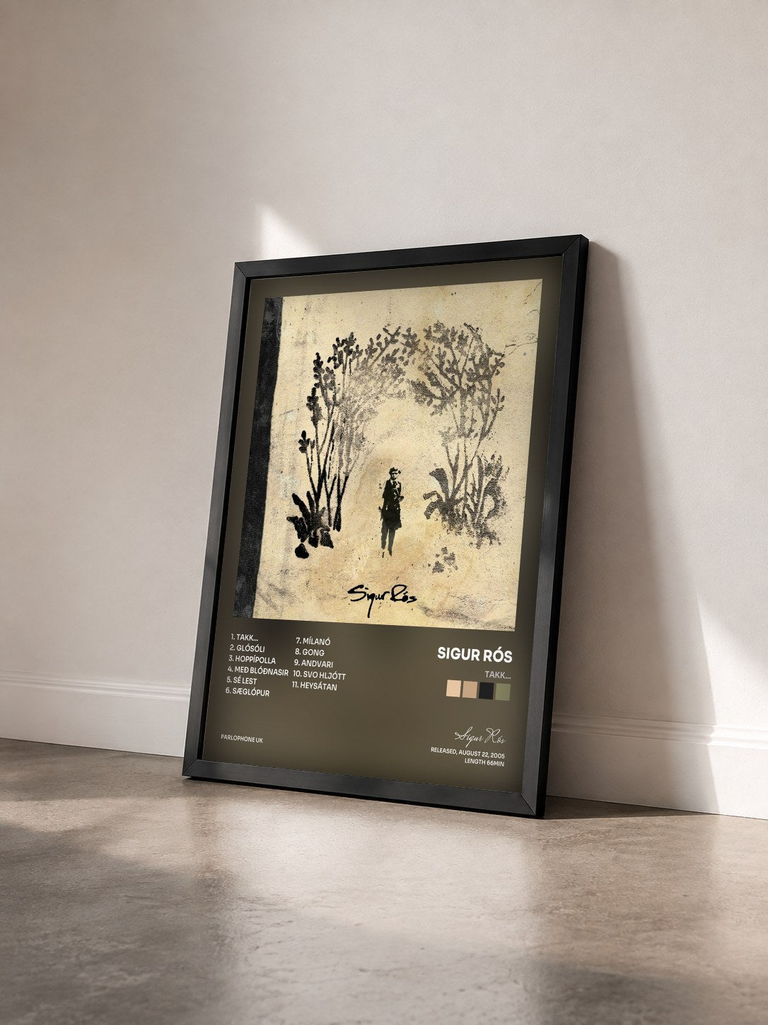 #noir Tableau de l'album Takk... de Sigur Rós vu de trois quarts, cadre noir